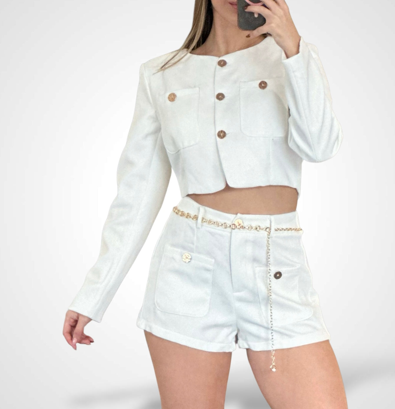 LONG SLEEVE WHITE SET•-1
