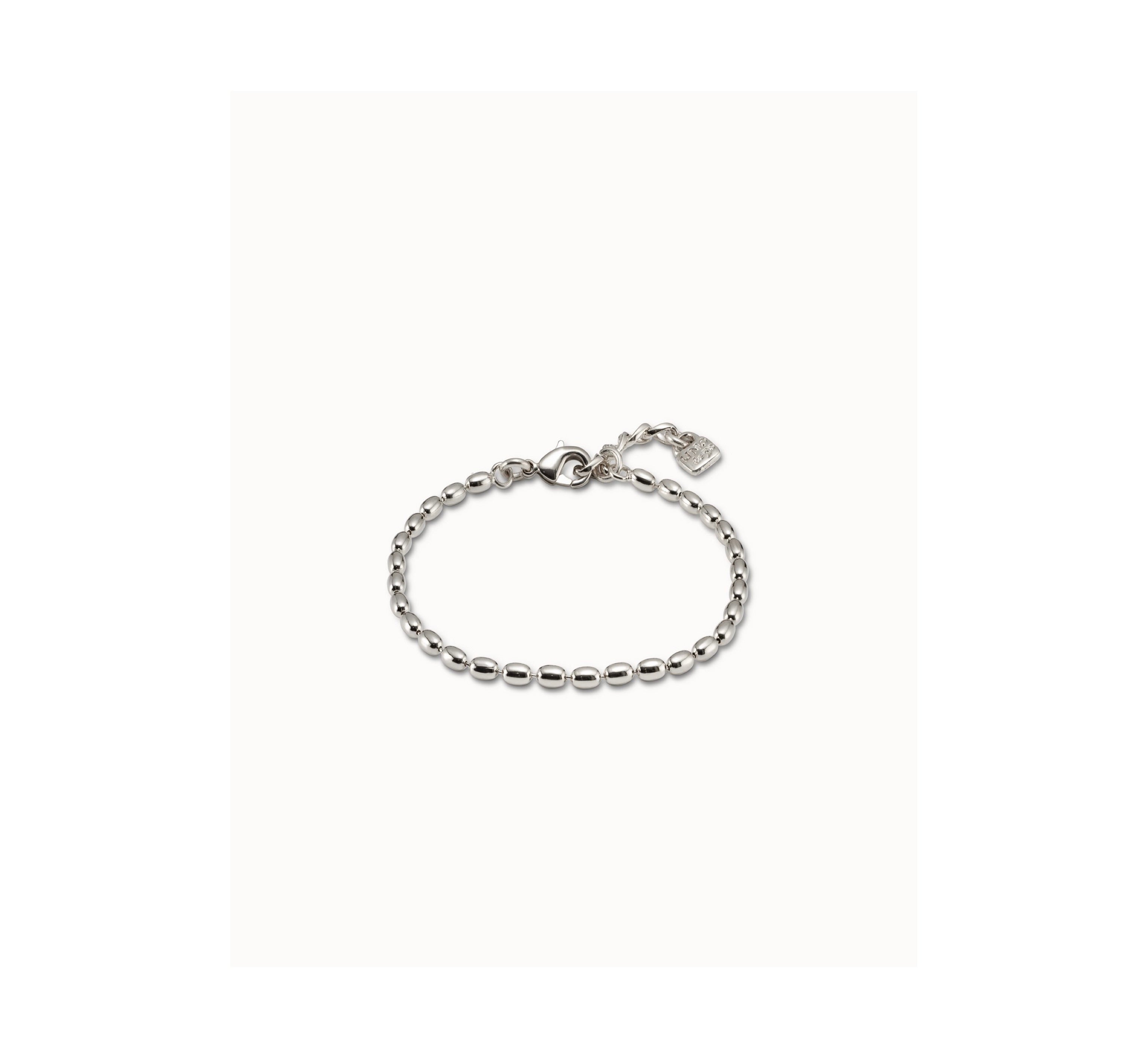 UNO D 50-Sterling silver-plated small oval links chain with carabiner clasp•-1