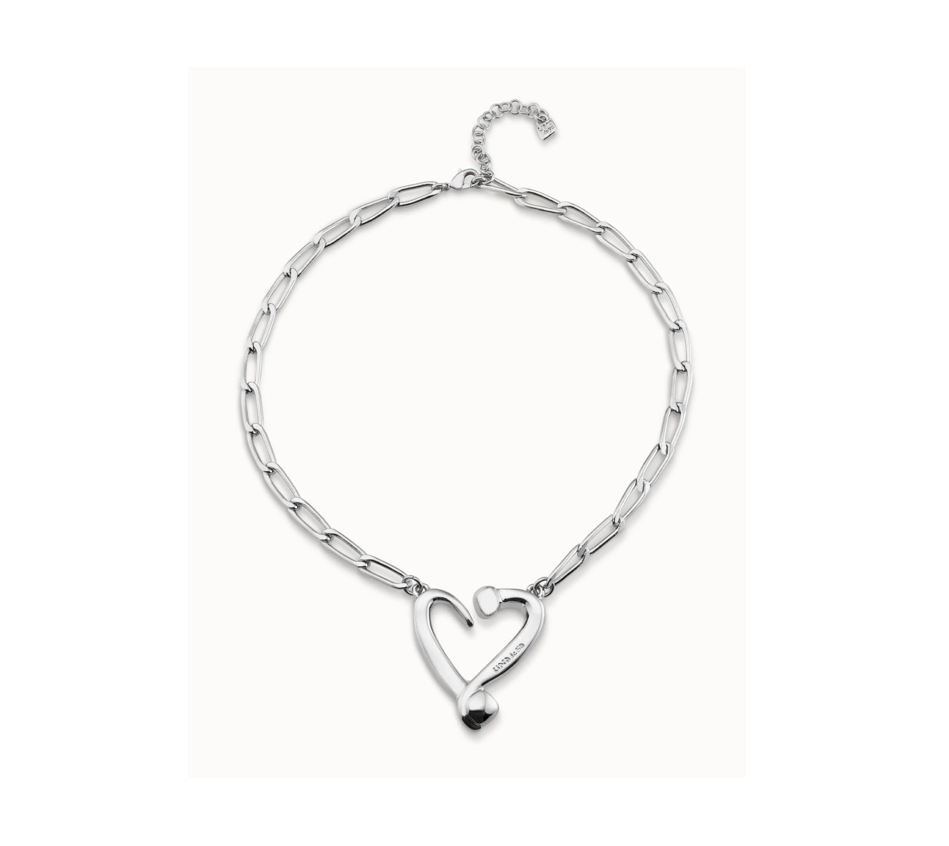 UNO D 50-Silver pendant with links and heart•-1