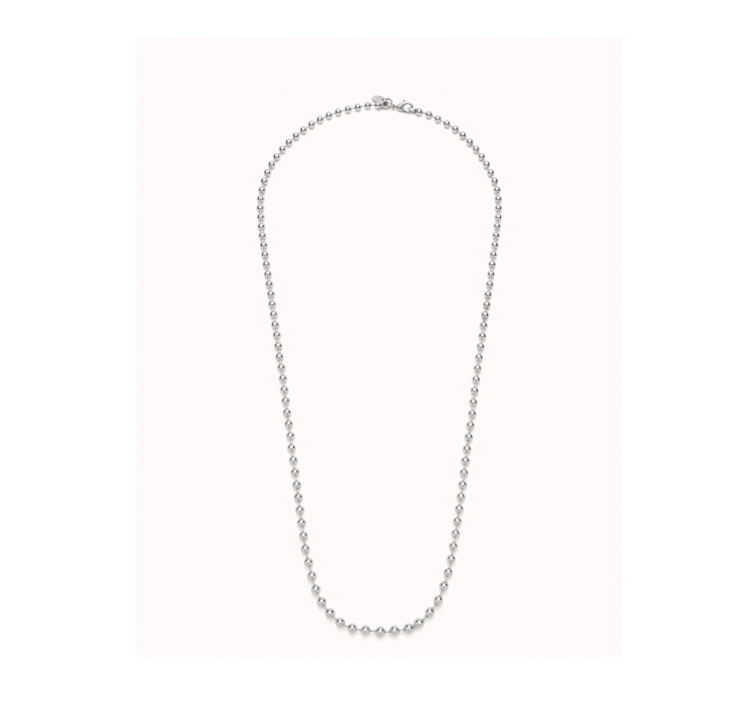 UNO D 50-Cadena larga bolas bañada en plata de ley