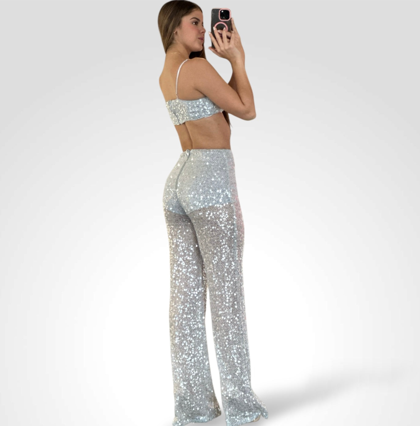 Women's Two Piece Outfit Sparkle Sequin Sleeveless•-3
