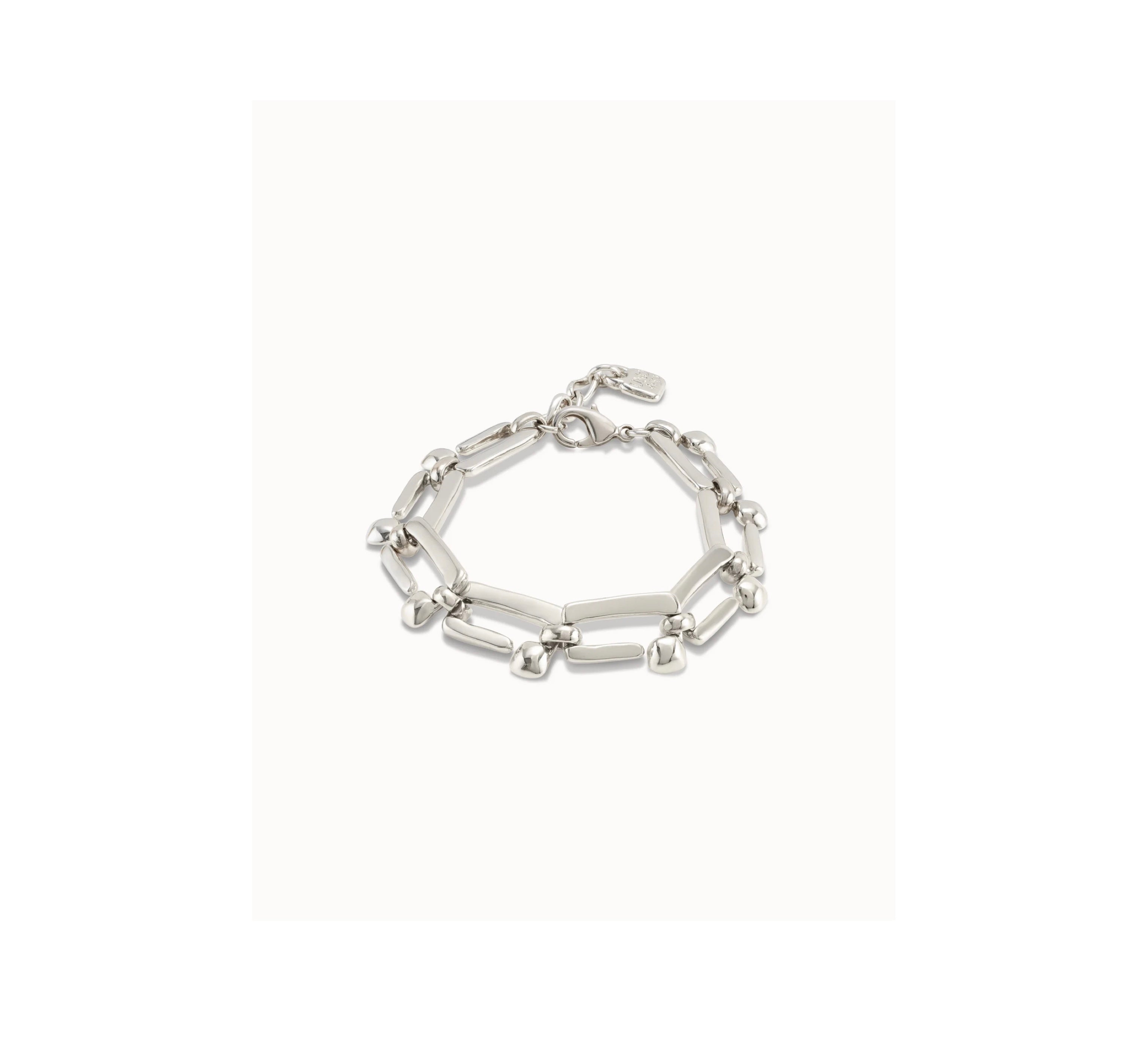 UNO D 50-Sterling silver-plated bracelet with rectangular nail shaped links•