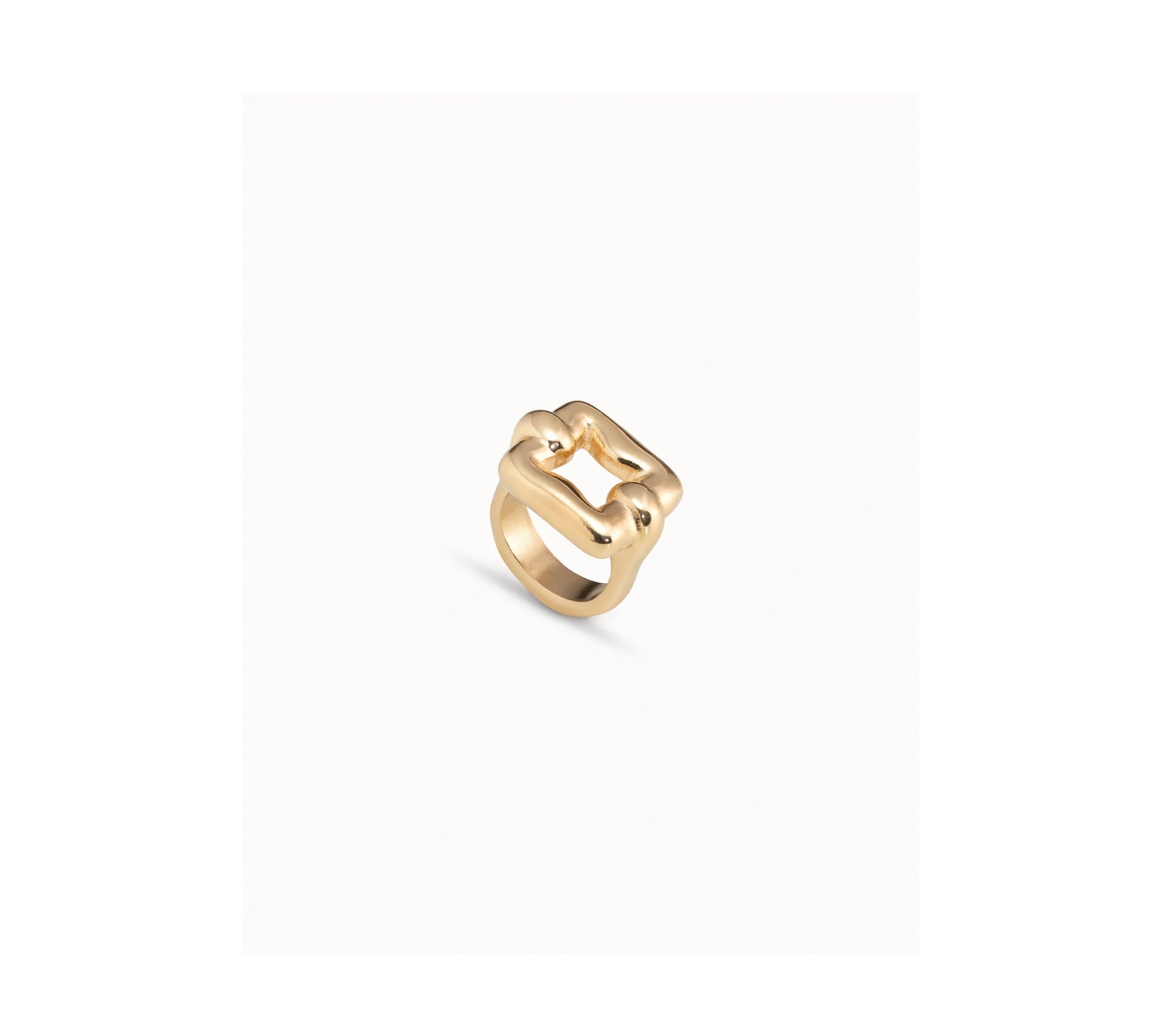 UNO D 50- 18K gold-plated square link ring•