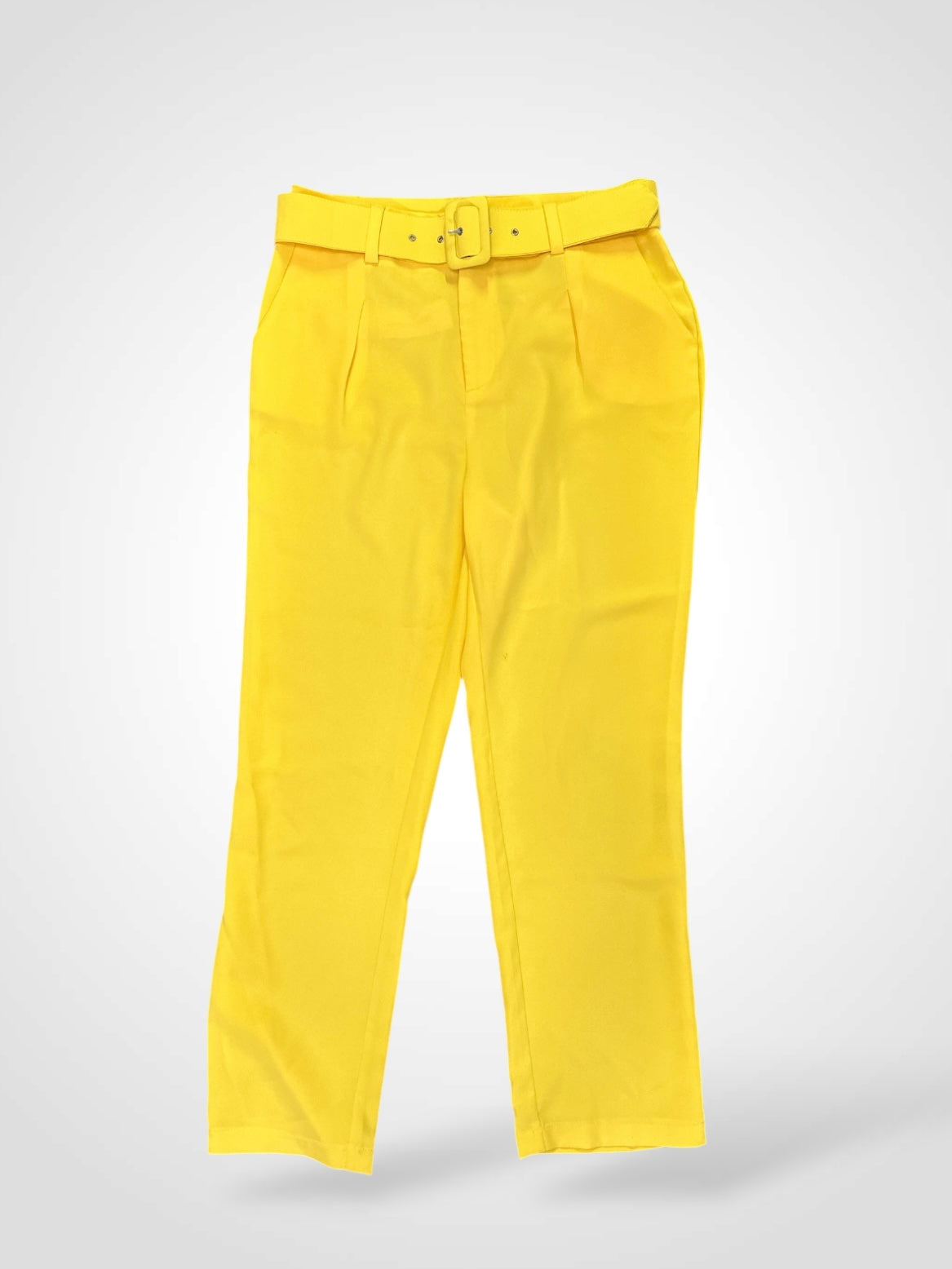 Yellow High Waist Tapered With Pockets•