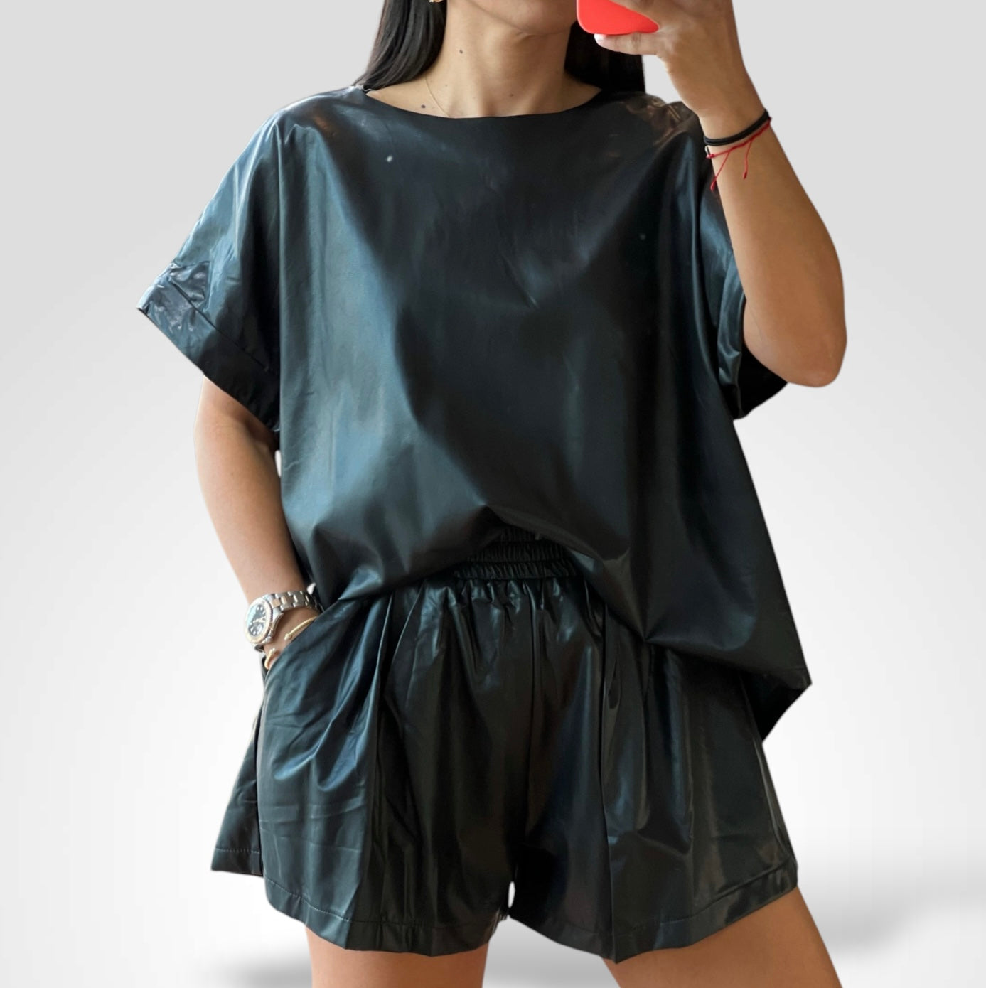 Faux Leather Oversized Set