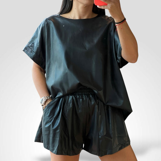 Faux Leather Oversized Set