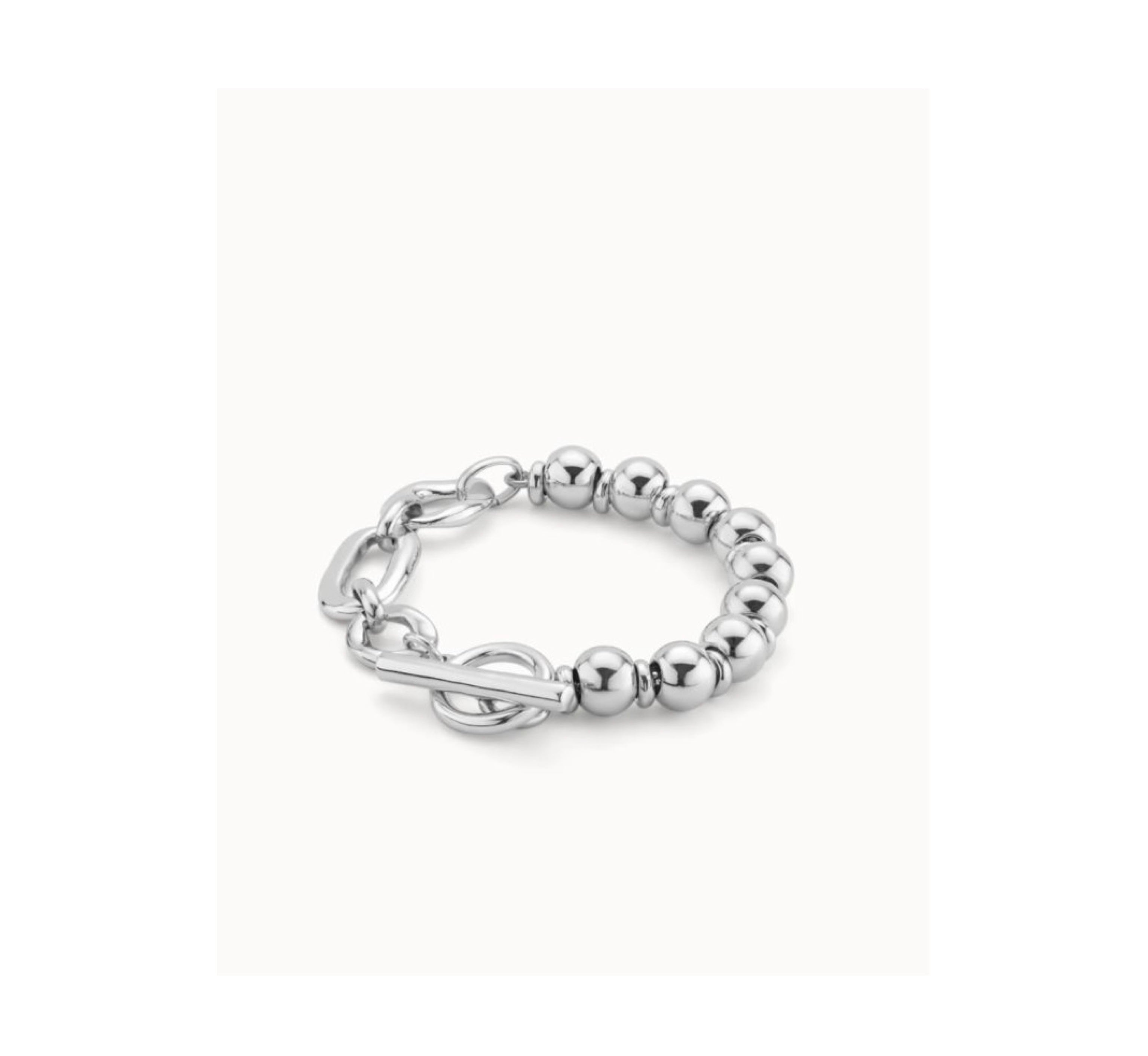 Pulsera con eslabones rectangulares bañado en plata ley•
