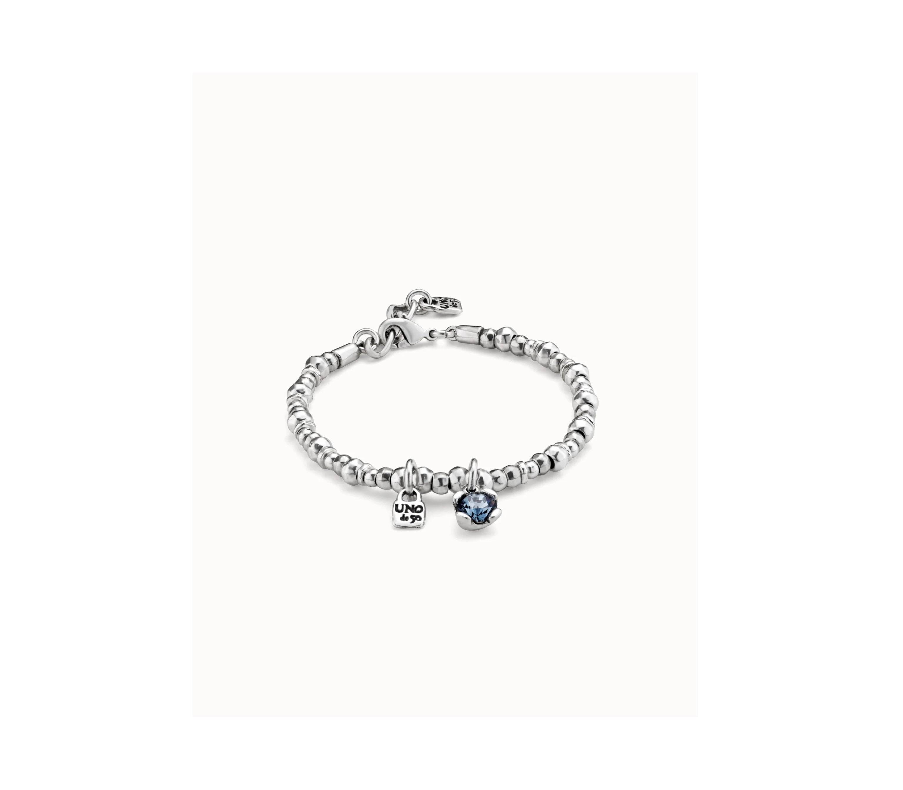 UNO D 50-Sterling silver-plated bracelet with pearl and blue crystal•
