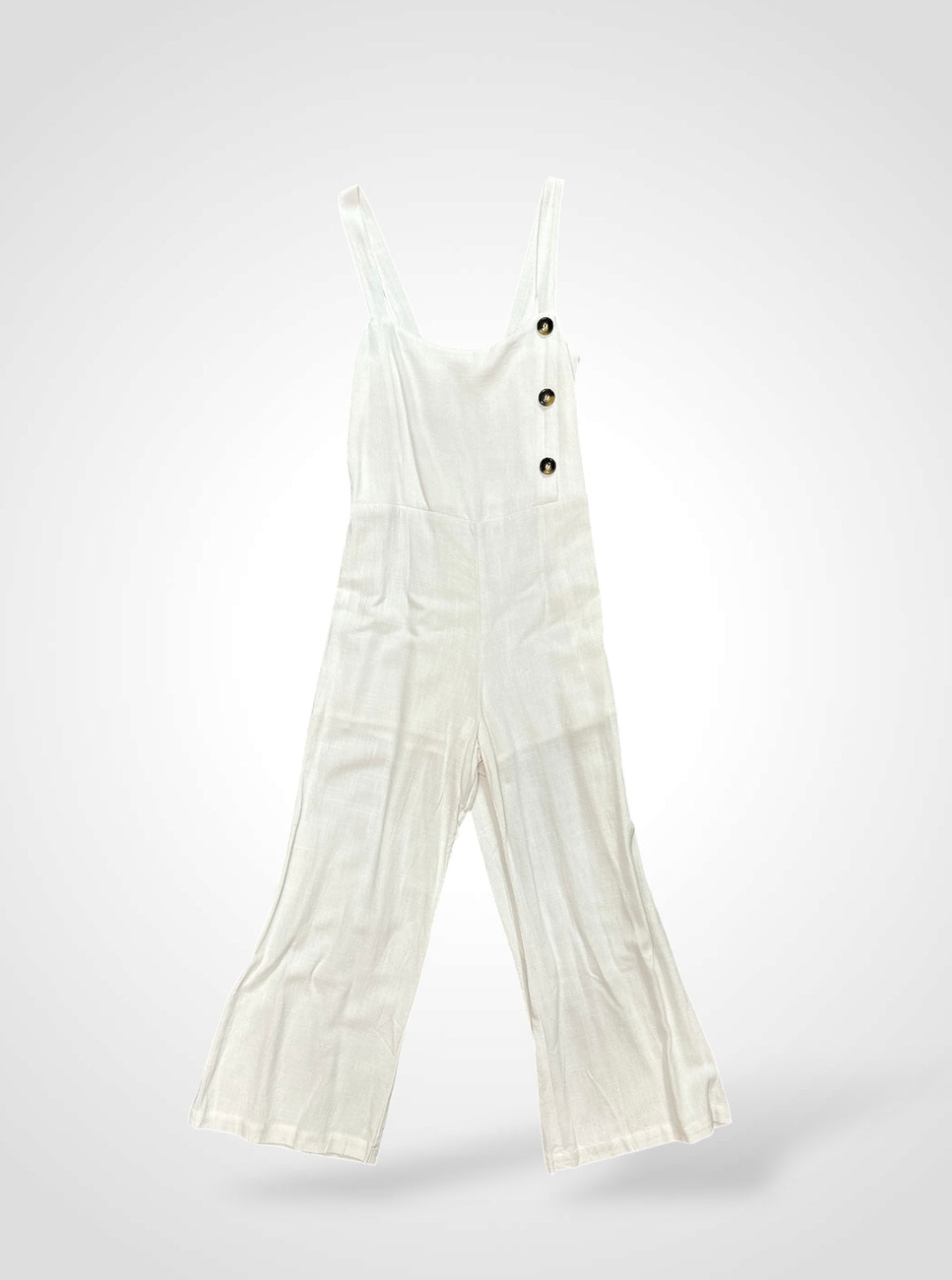 FRONT BUTTONS DETAILS WHITE JUMPSUIT•-1