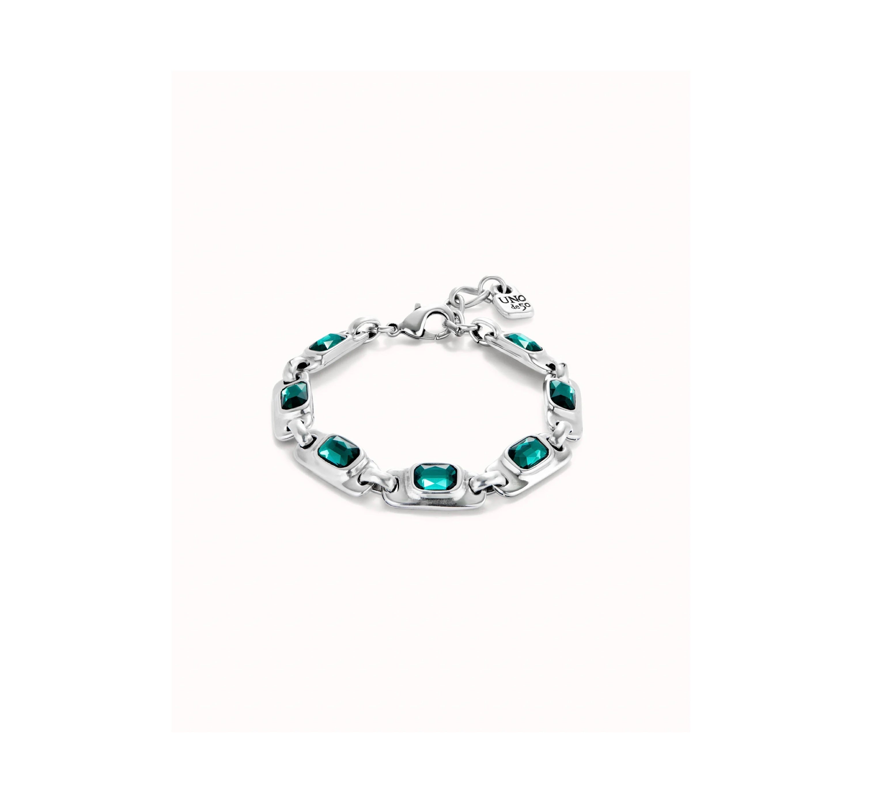 UNO D 50-Sterling silver-plated bracelet with green crystals•