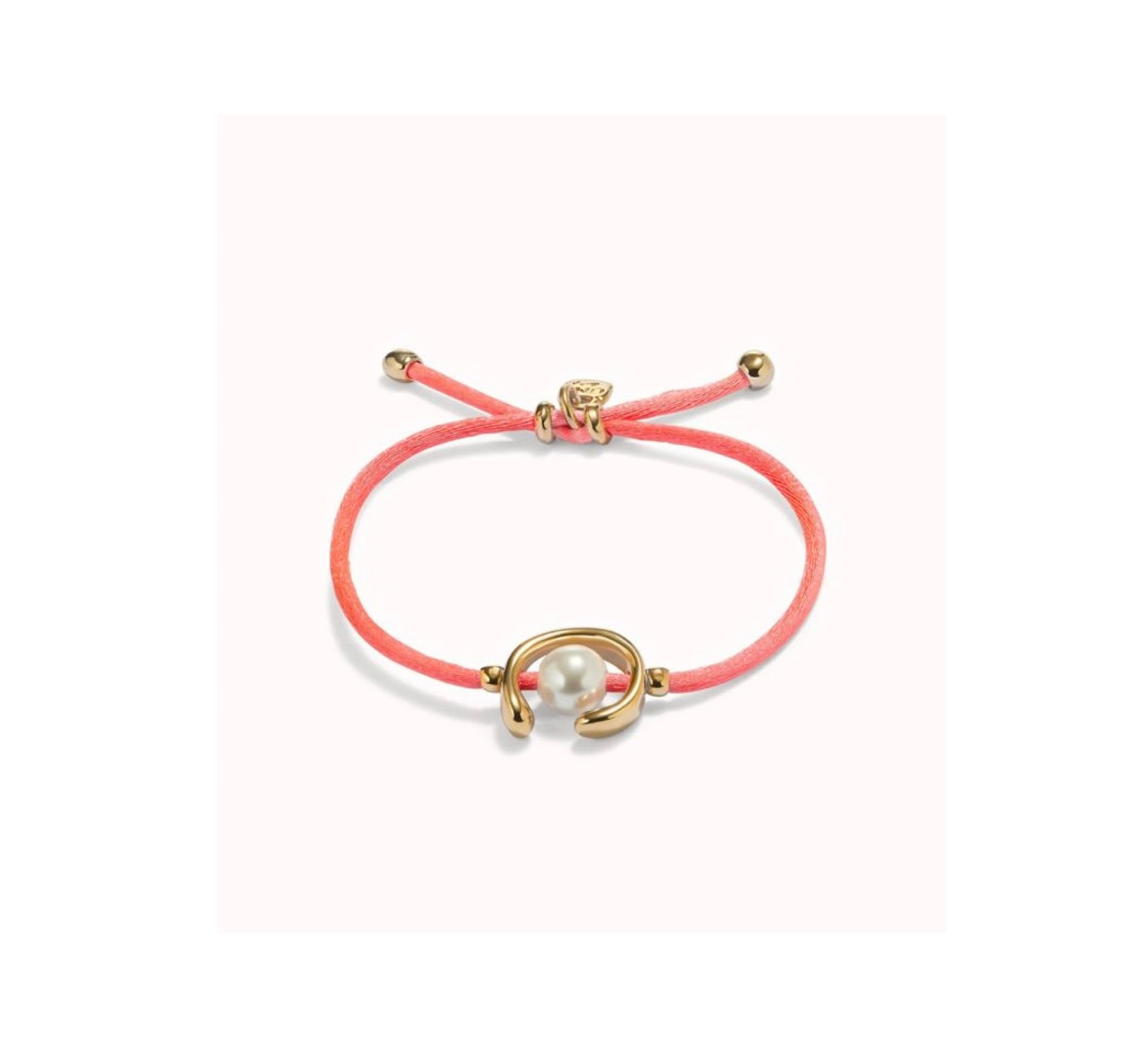 UNO D 50-Pulsera de hilo con perla shell fornitura bañada en plata de ley