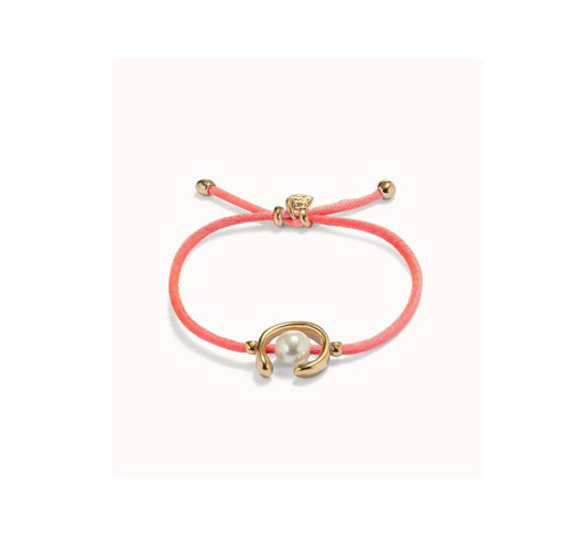 UNO D 50-Pulsera de hilo con perla shell fornitura bañada en plata de ley