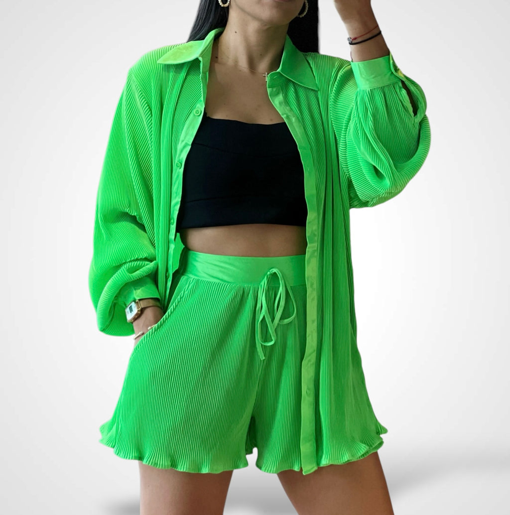 Kelly Green Accordian Pleat Set