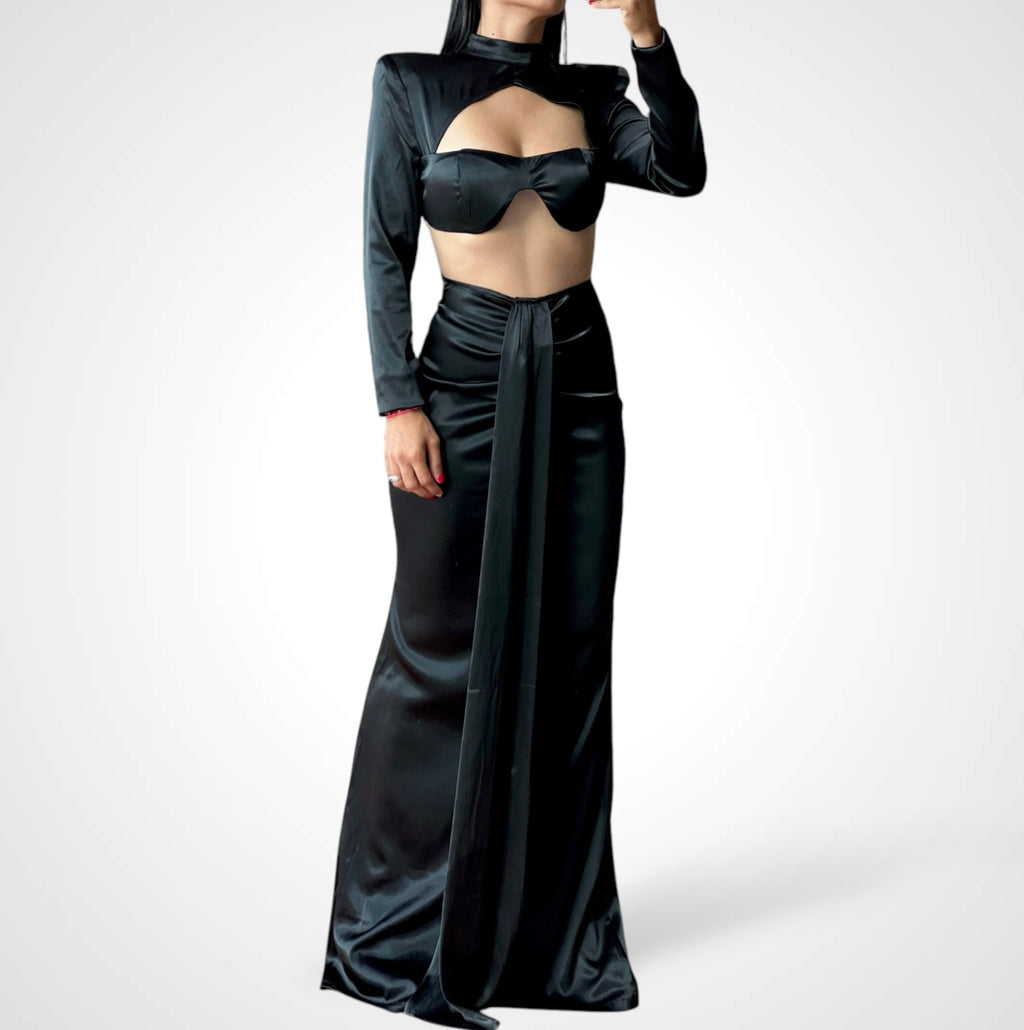 Luxe Satin Cutout Dress