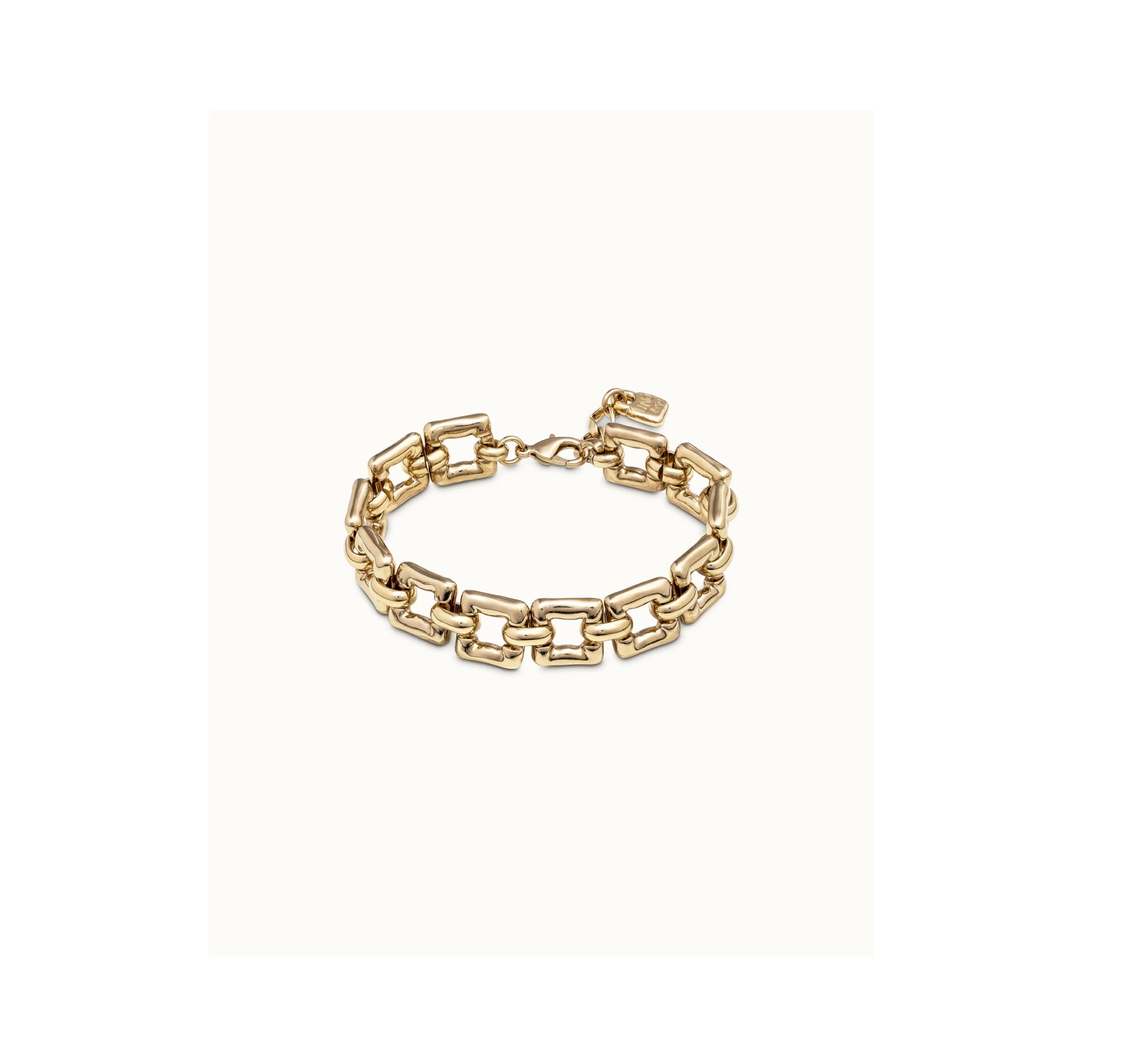UNO D 50-18K gold-plated bracelet with small square links•-1