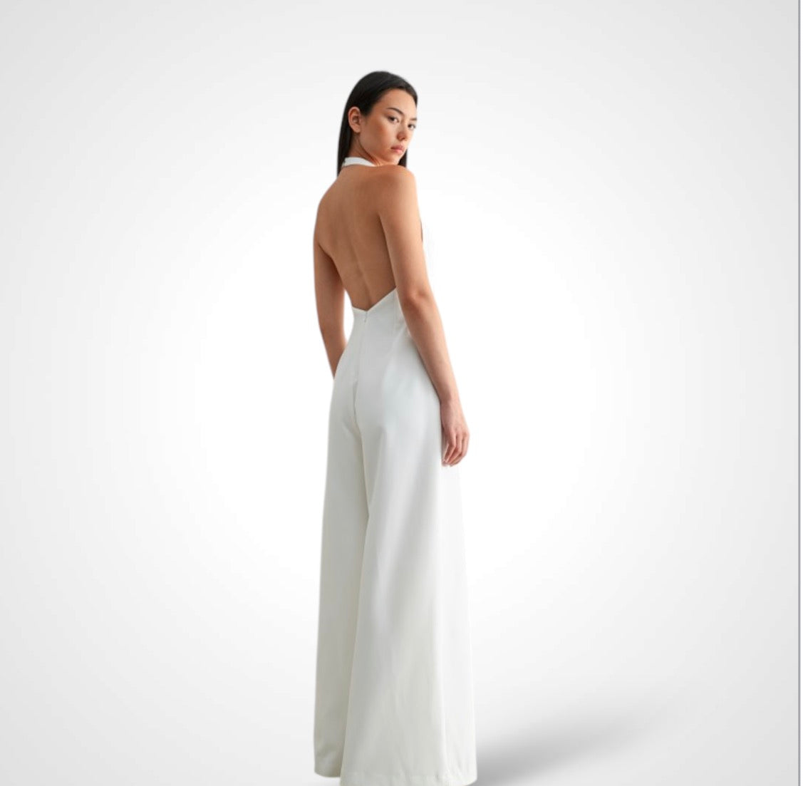 OFF WHITE HALTER LONG JUMPSUIT
