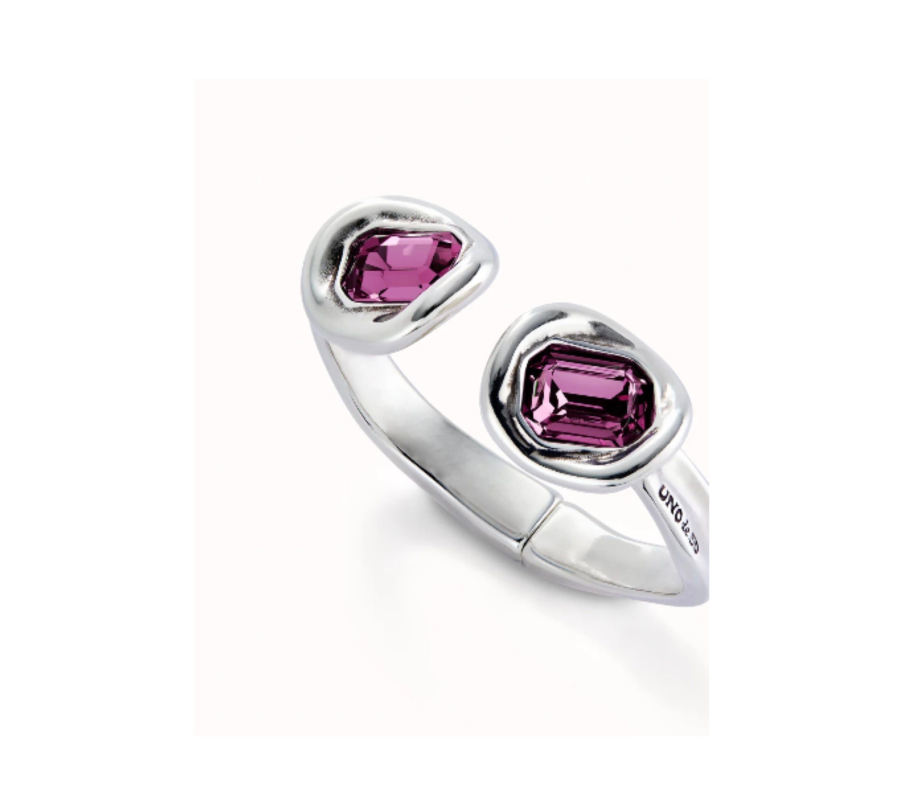 UNO D 50-Rigid sterling silver-plated bracelet with two crystals•-1