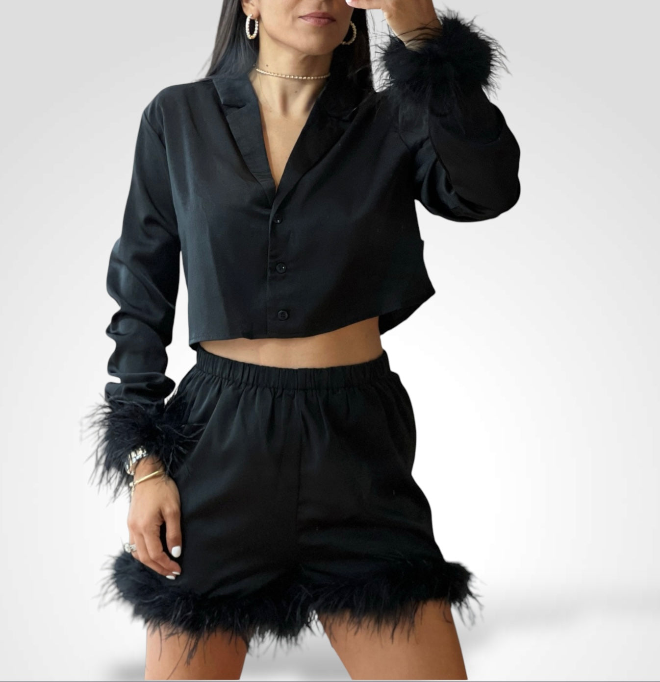 Feathers  Satin Set•-1