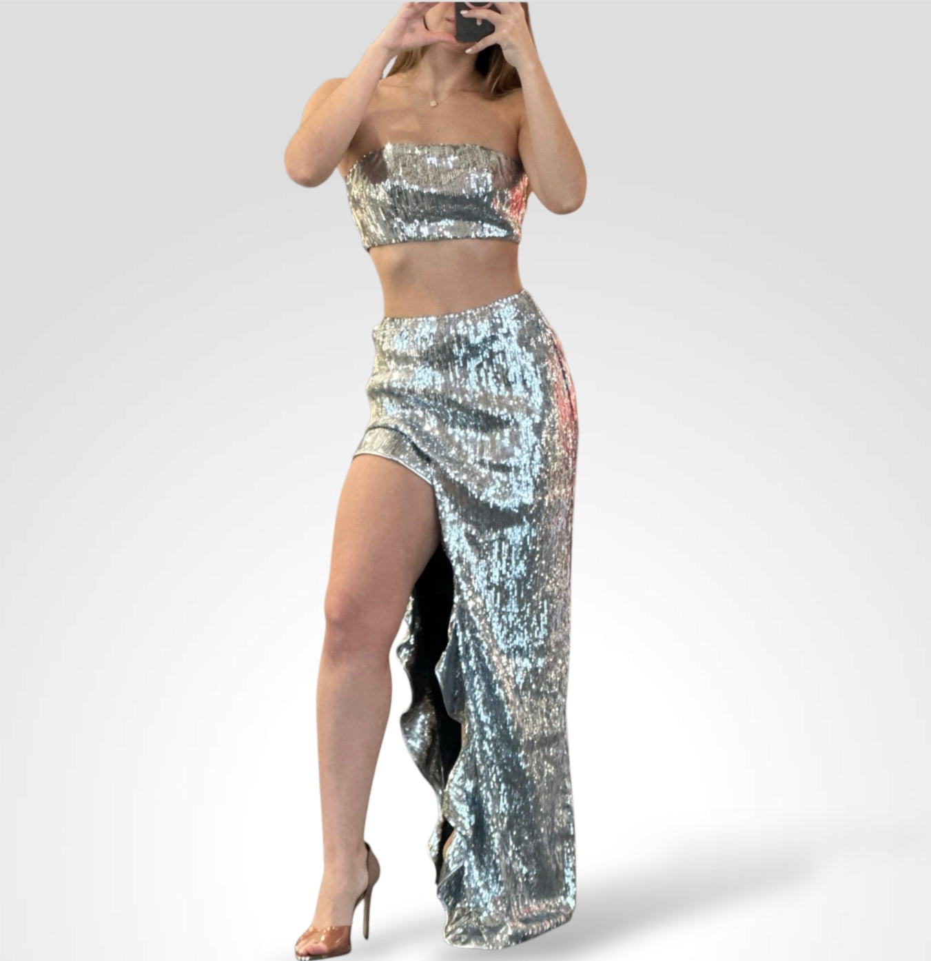 SILVER SEQUIN SET•-1
