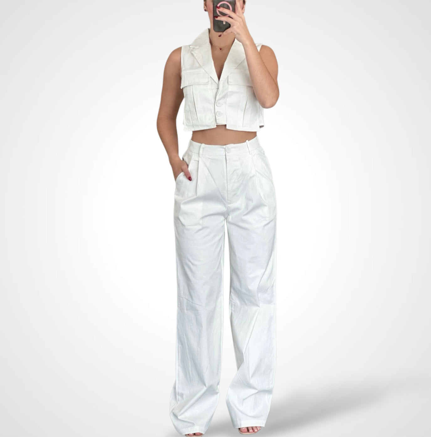 Solid Color Matching Pants Set•-1