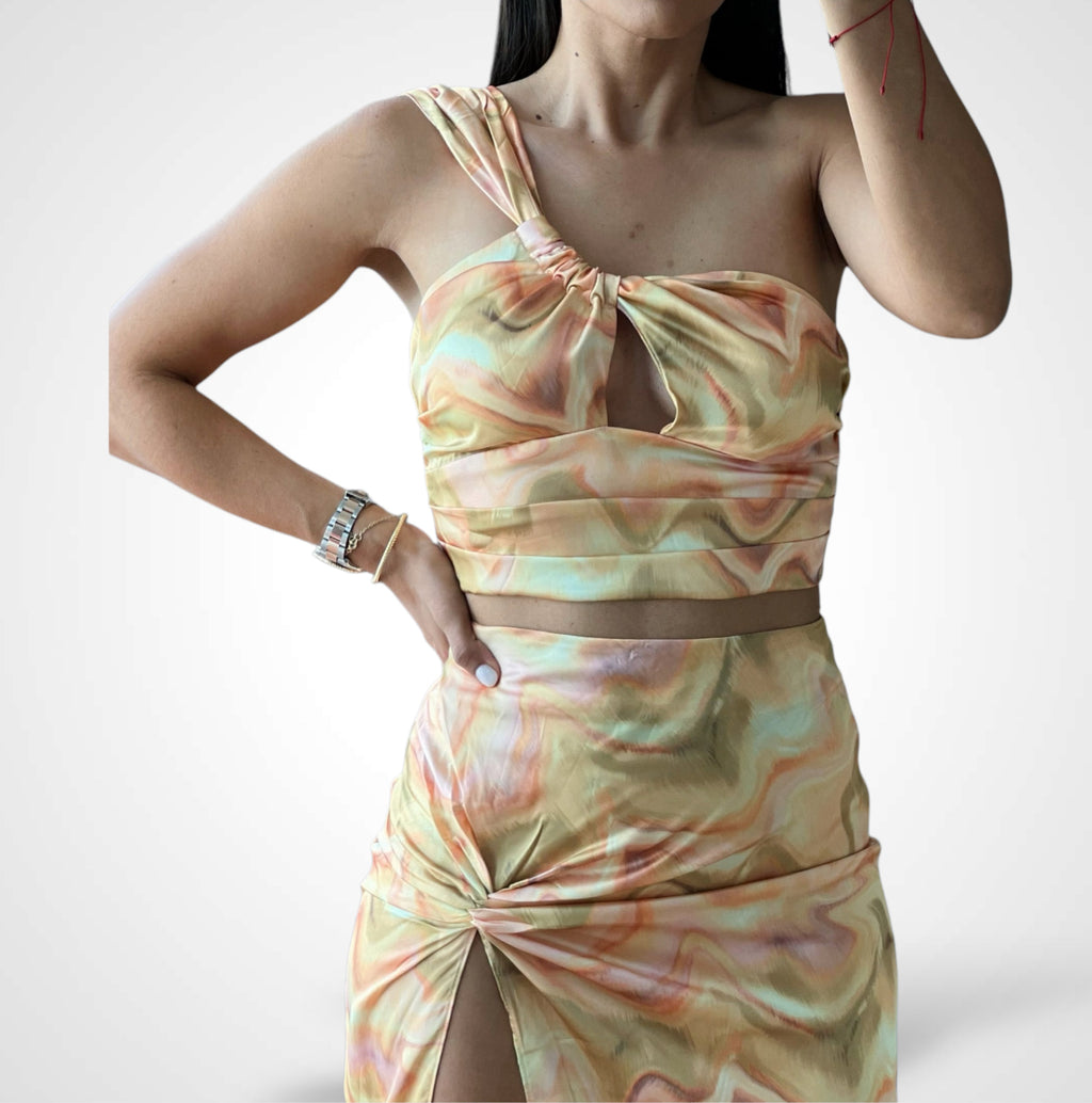 Multi Golden Haze Skirt Set