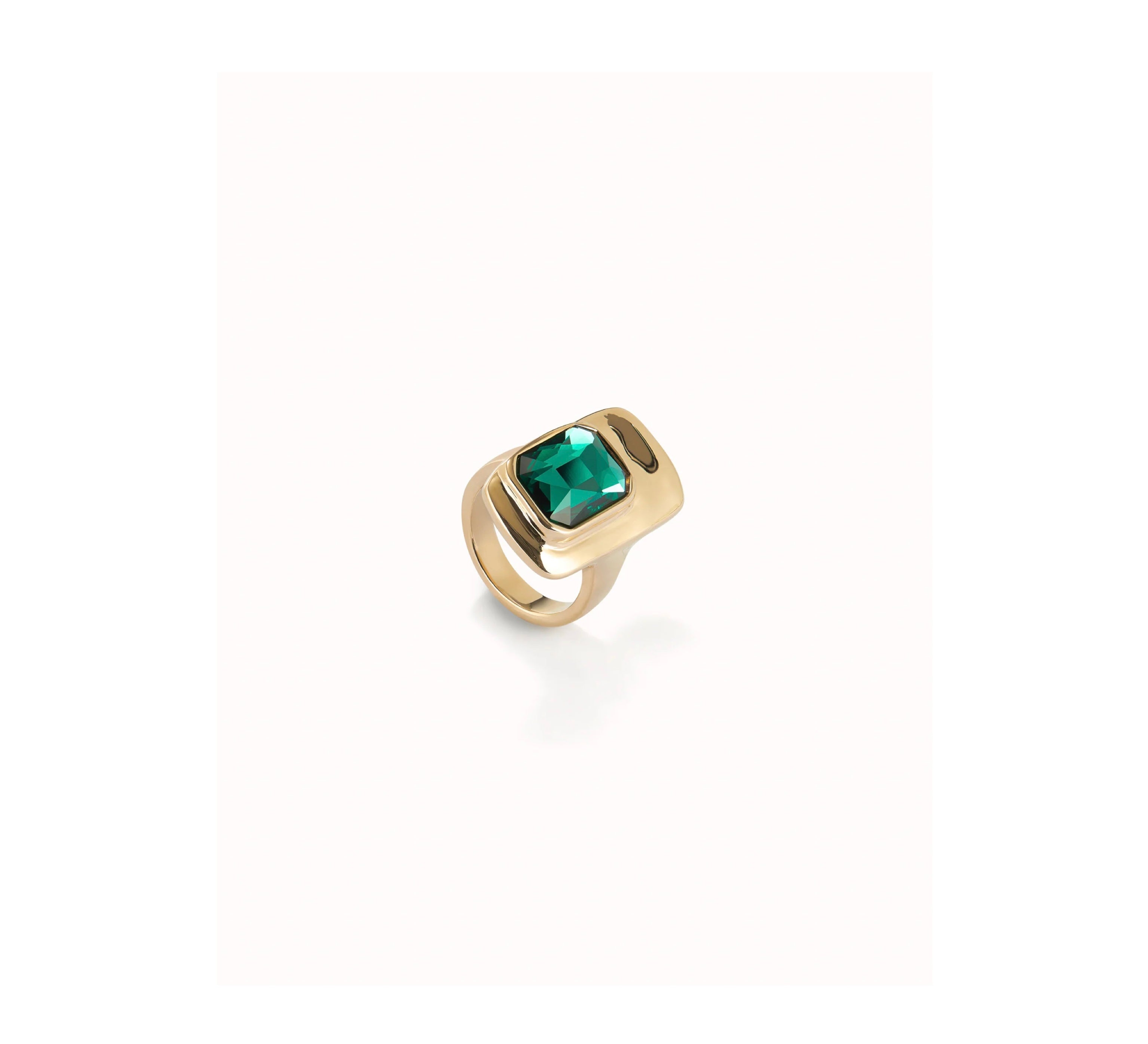 UNO D 50-18K gold-plated ring with green crystal•-1