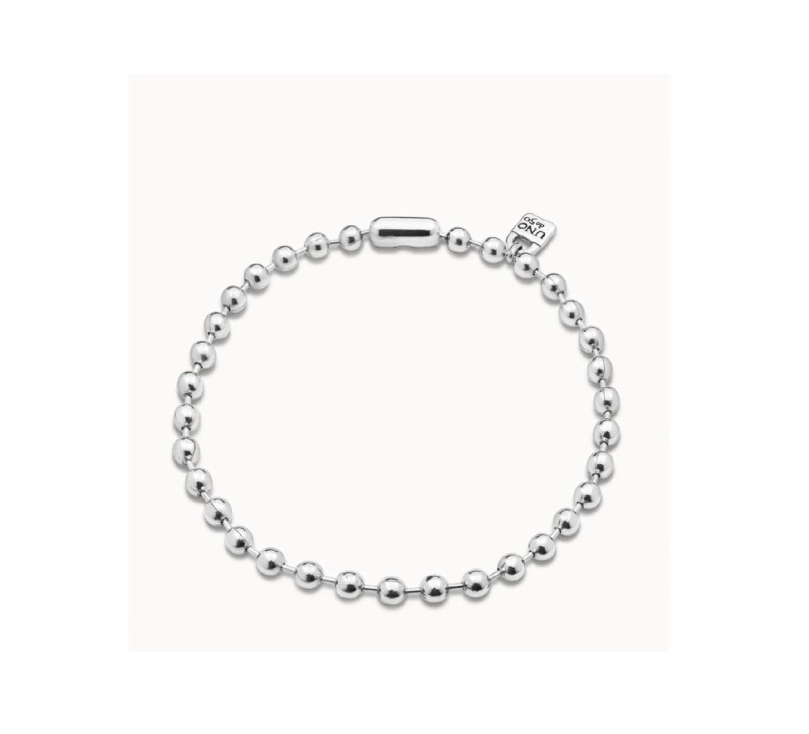 UNO D 50- STERLING SILVER-PLATED BEADS BRACELET•