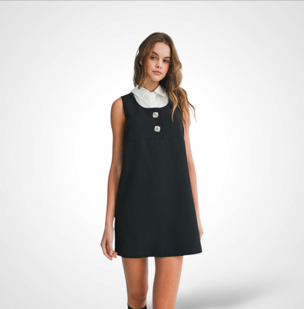 SLEEVELESS SHIRT COLLAR DRESS
