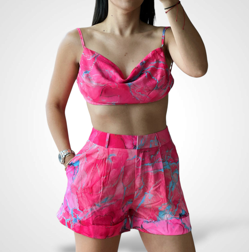 Fuchsia Marble Short Set