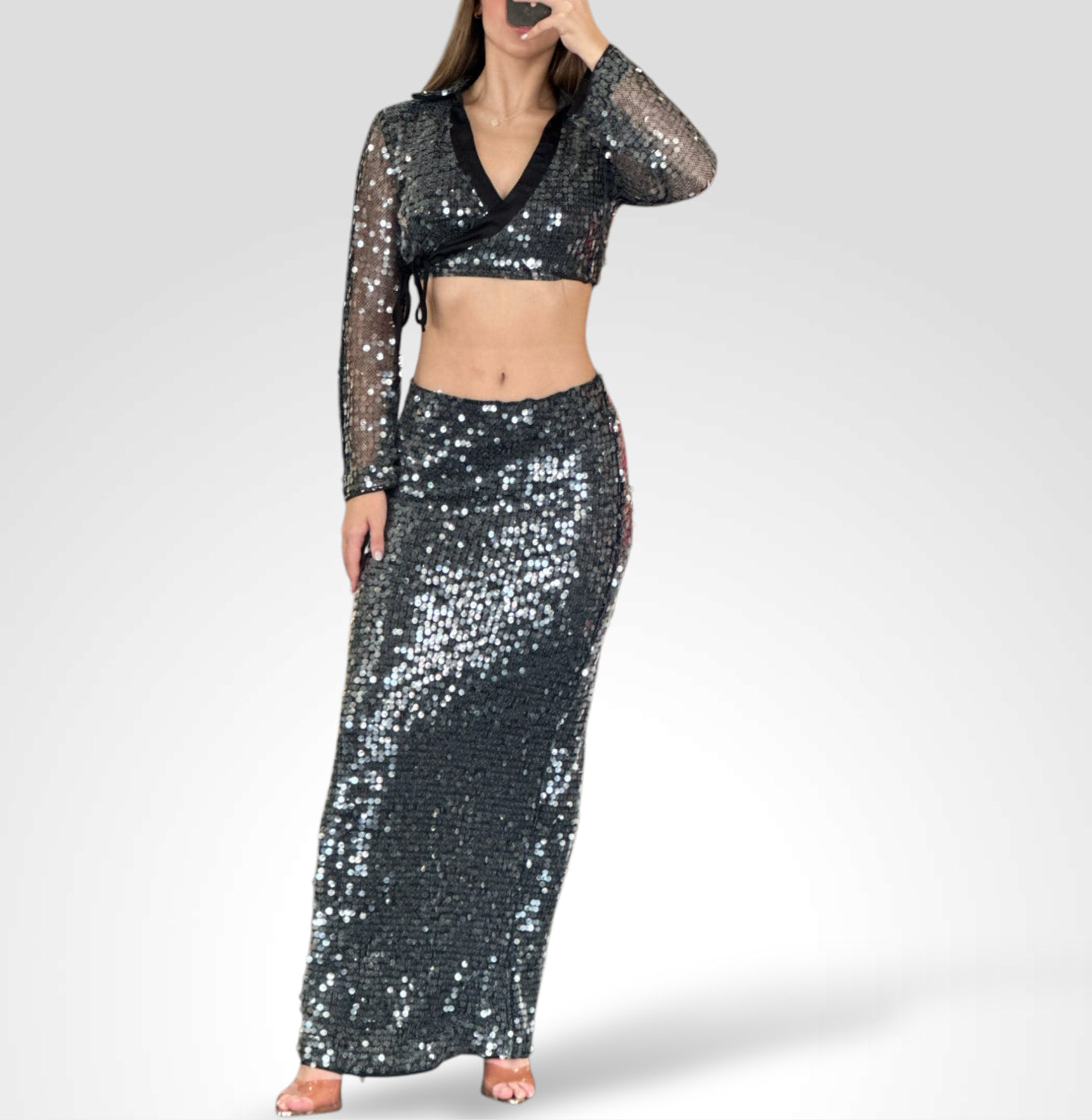 BLACK SEQUIN SET•-1