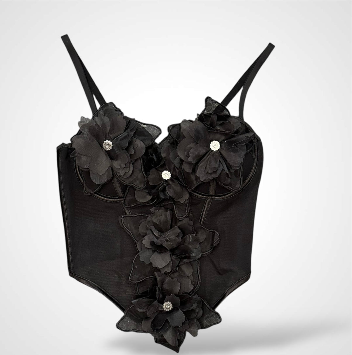 FLOWER DETAILS BLACK TOP