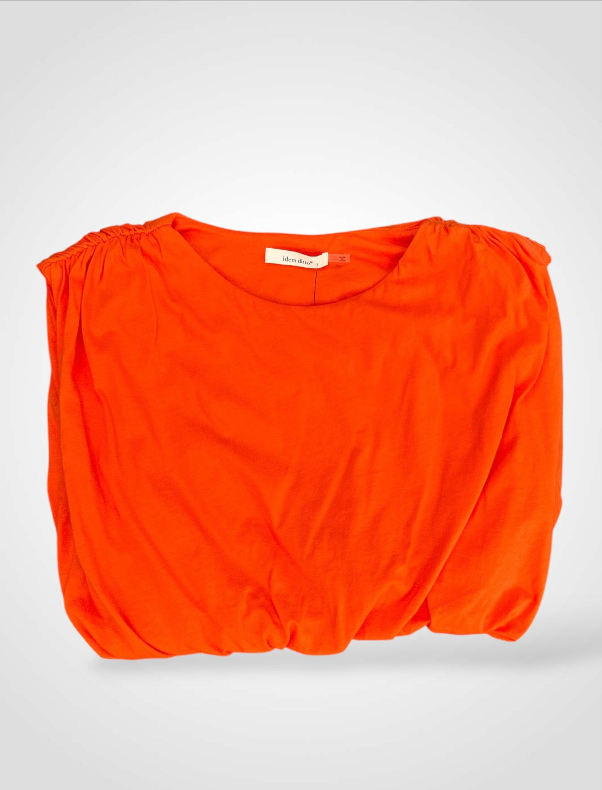 ORANGE SLEEVELESS RUCHED SHOULDERS CROP TOP