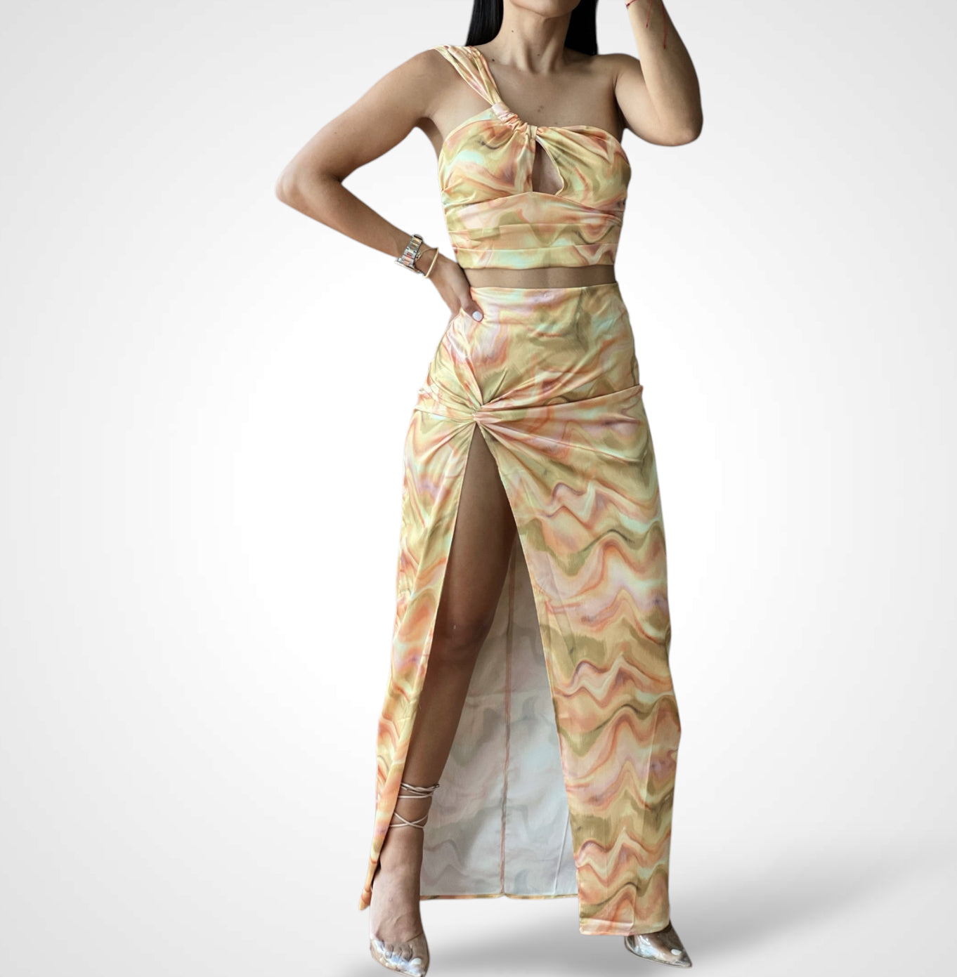 Multi Golden Haze Skirt Set•-1