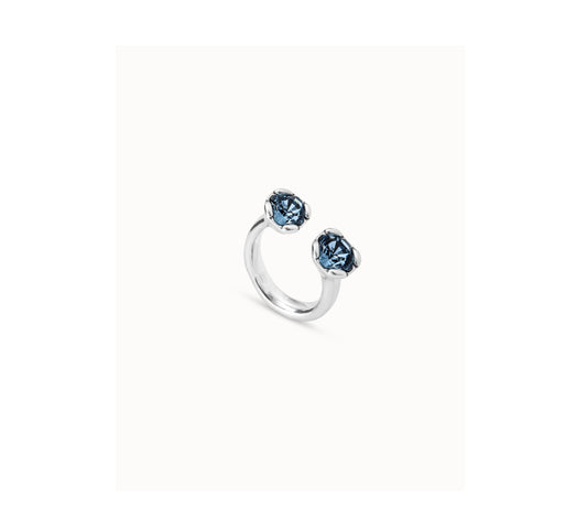 UNO D 50-Sterling silver-plated ring with two pink crystals facing each other