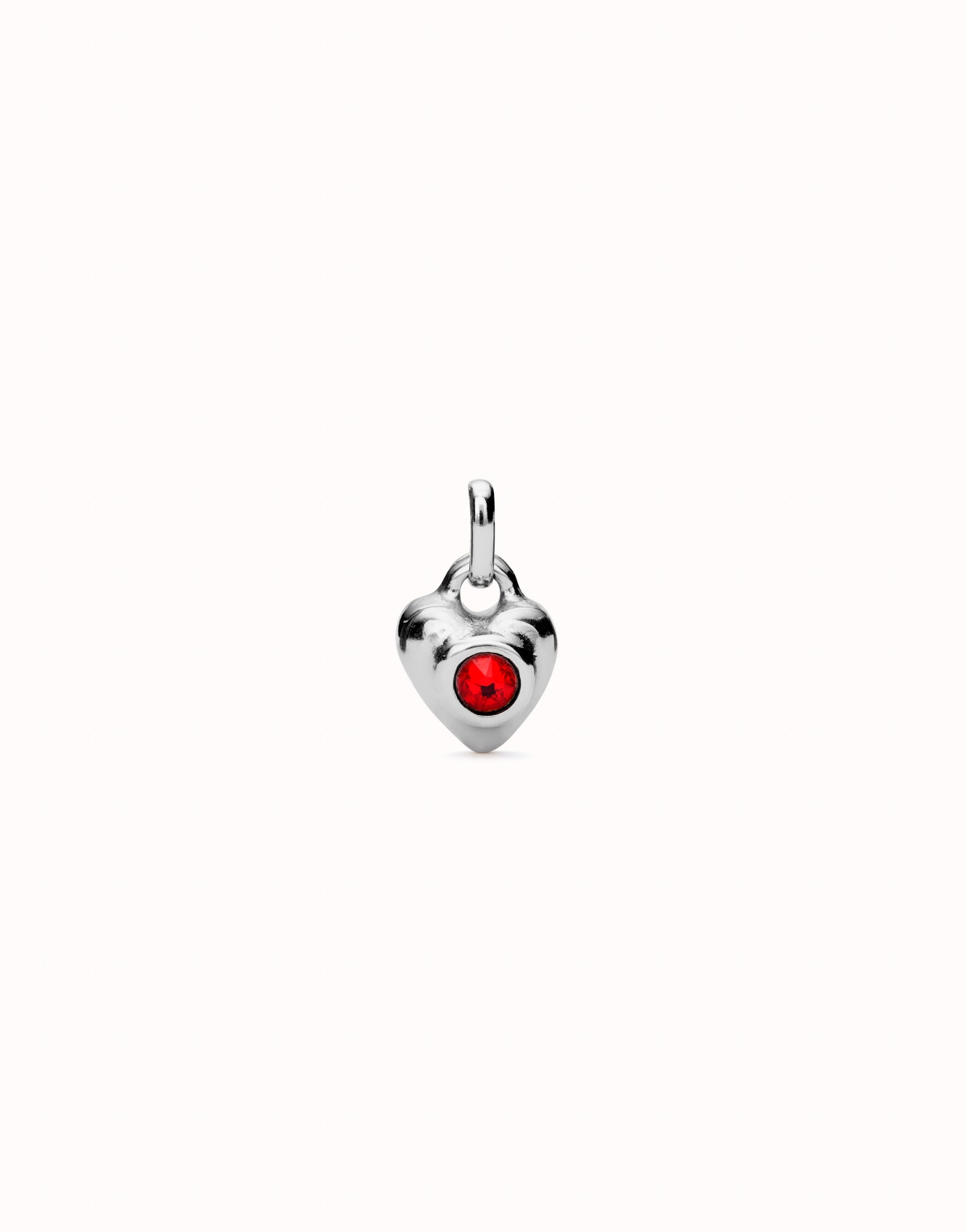 Uno de 50 Sterling silver-plated charm with red crystal.-1