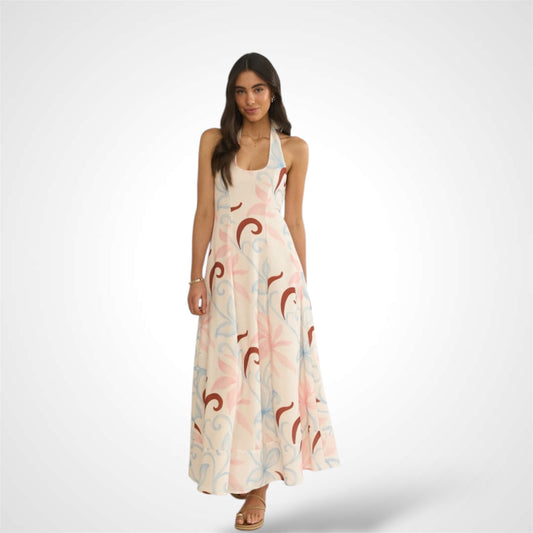 Halter Abstract Midi Dress