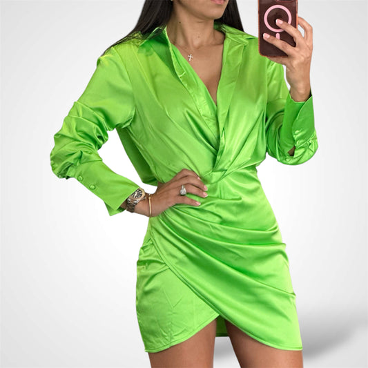 SHIRT SATIN DRESS