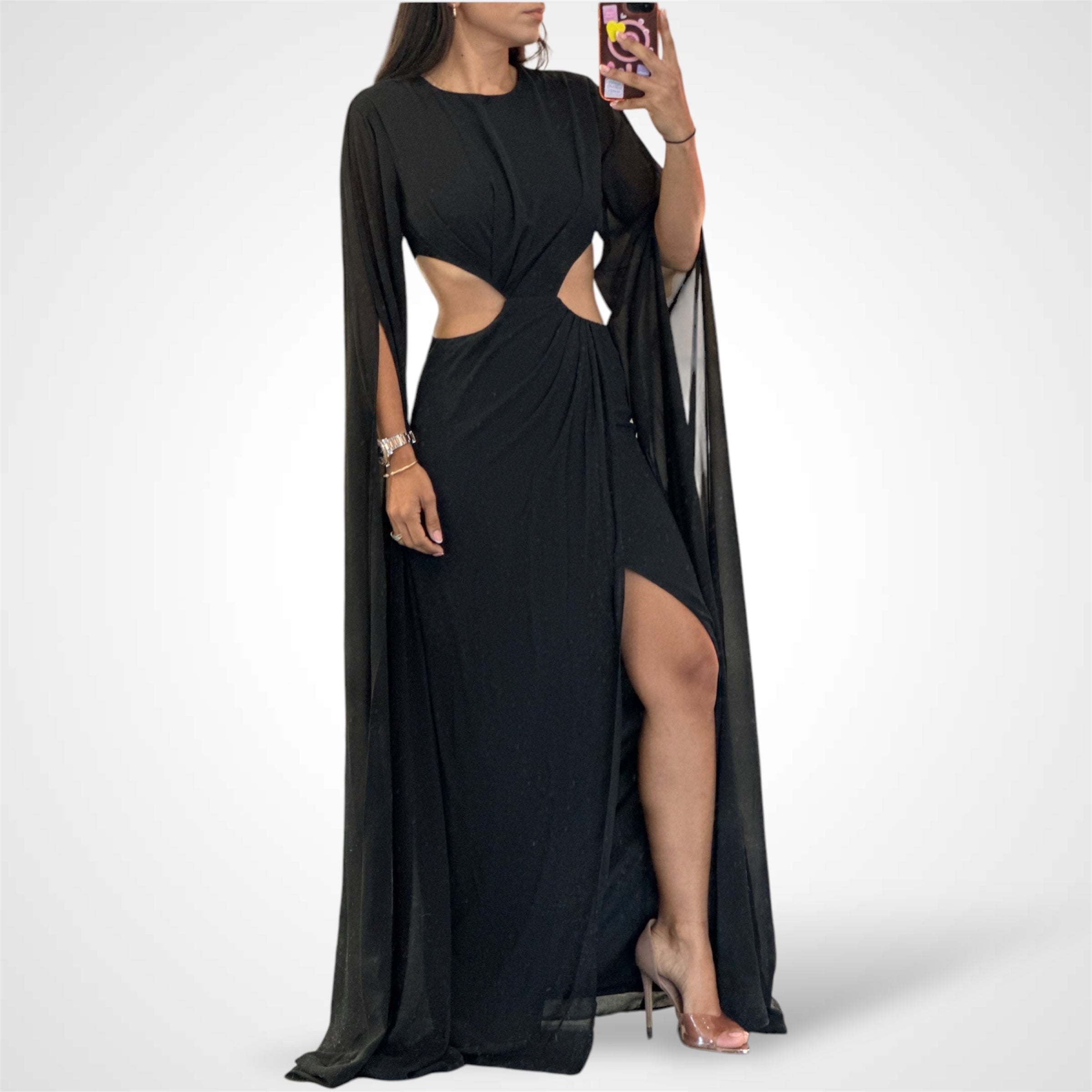 MOCKNECK SWEEPING DOLMAN SLEEVES GOWN•