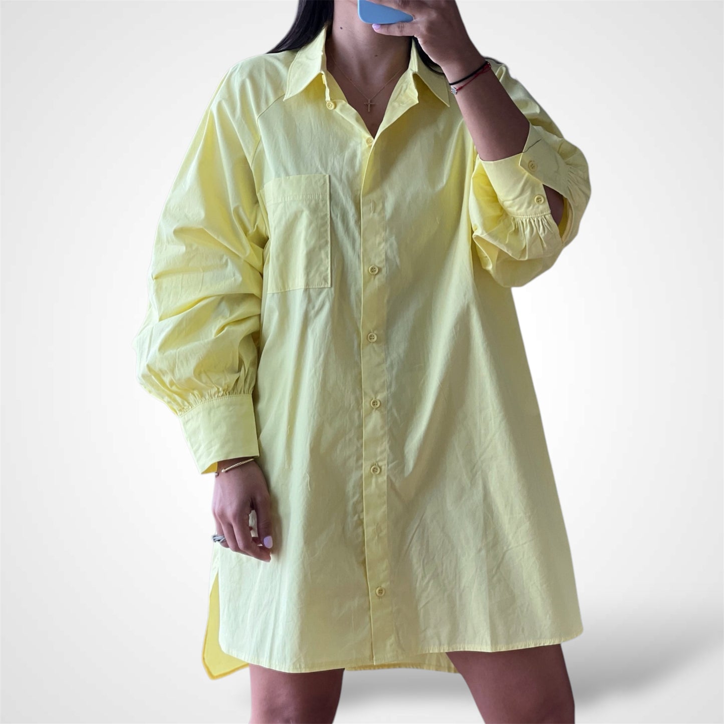 COLORFUL POPLIN SHIRT MINI DRESS