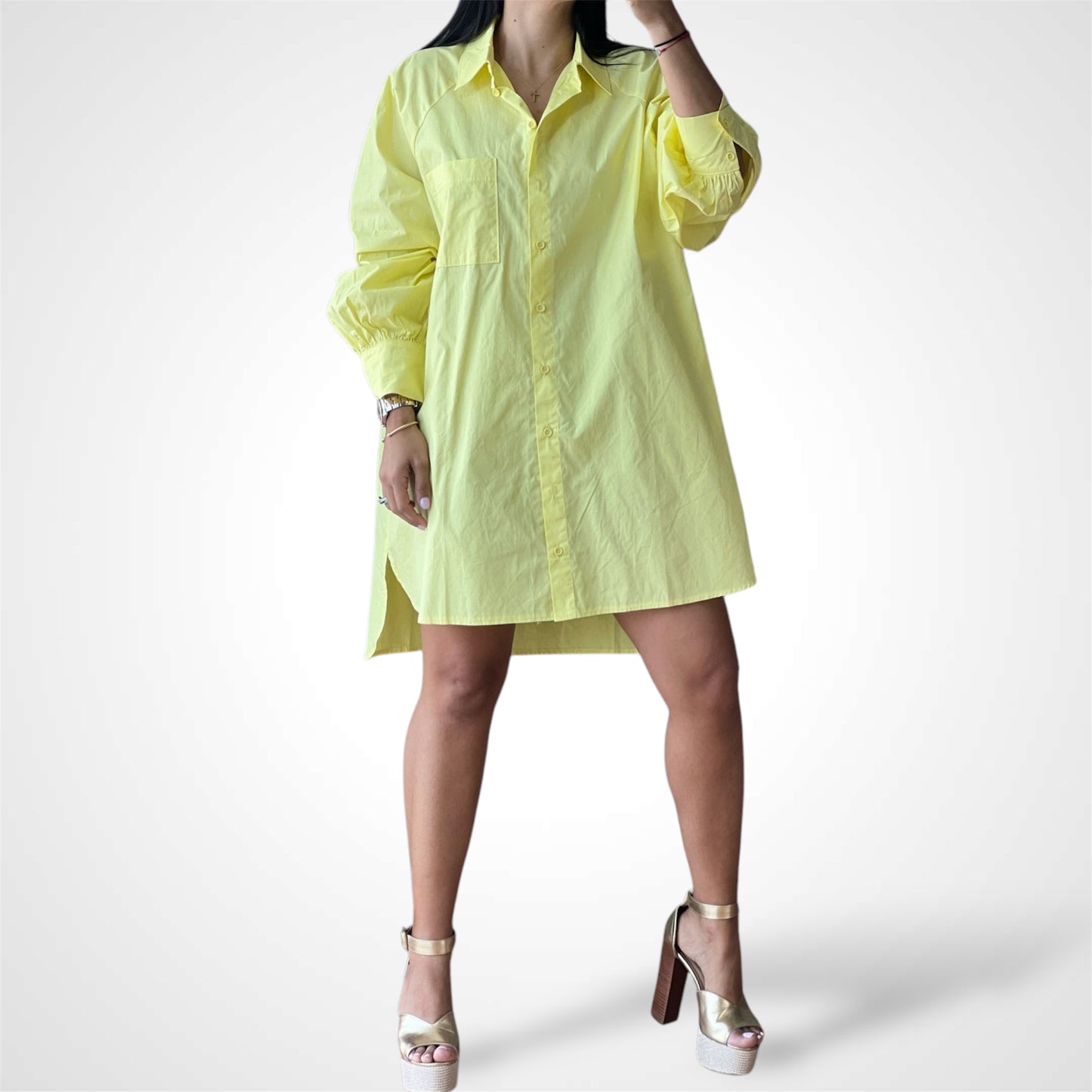 COLORFUL POPLIN SHIRT MINI DRESS