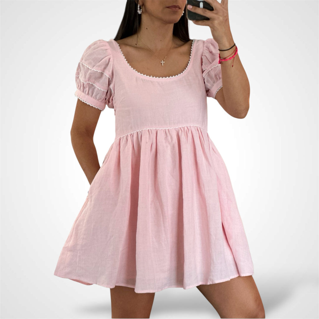 Linen Pink Fancy Dress