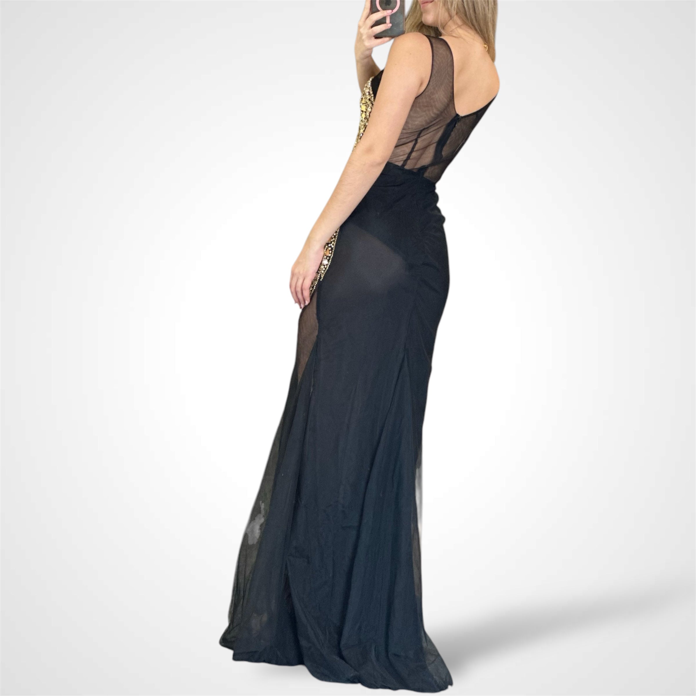 CRYSTAL TULLE SIREN MAXI DRESS•-3