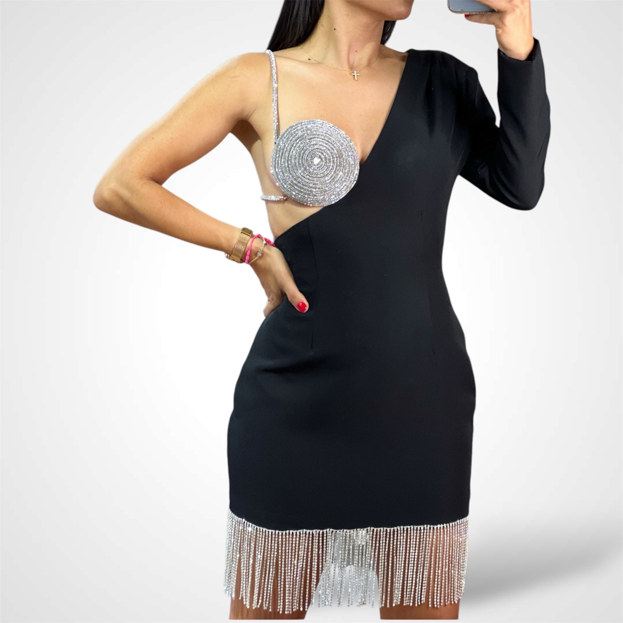 Cup Rhinestone Sexy Dress•-1