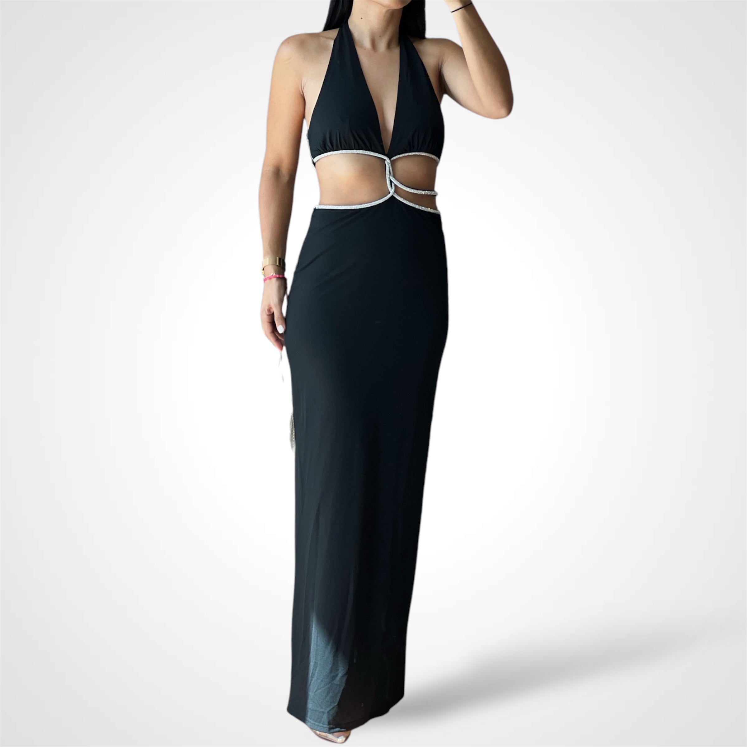 DIAMANTE CUTOUT DRESS•