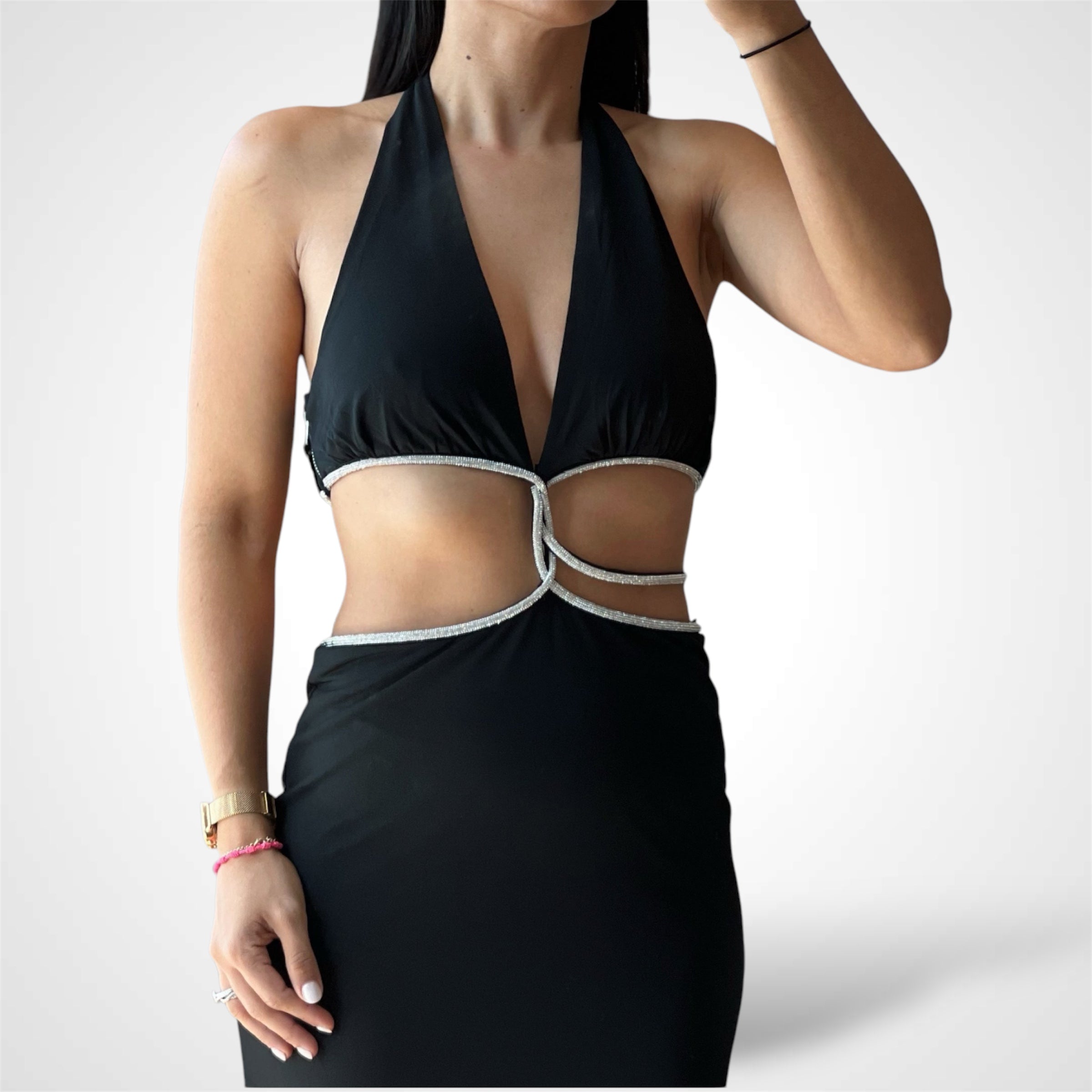 DIAMANTE CUTOUT DRESS•-2