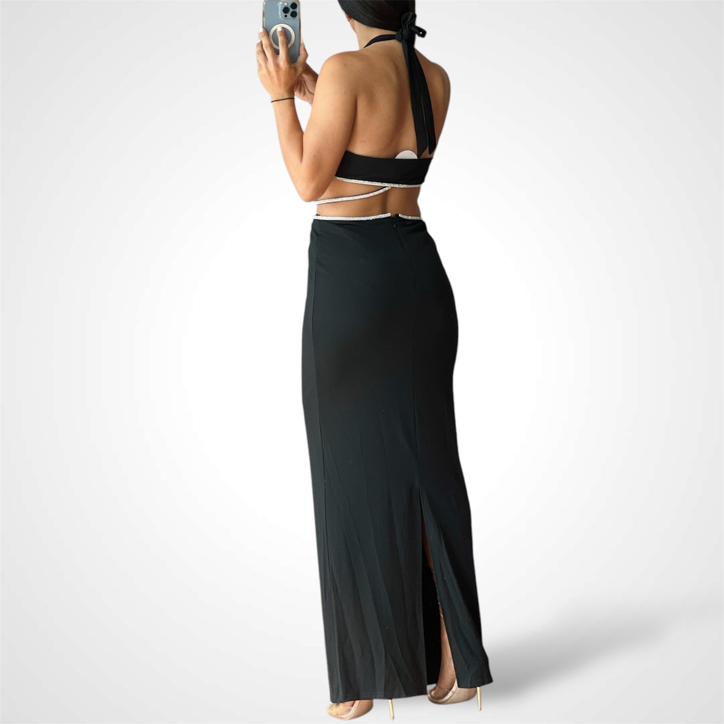 DIAMANTE CUTOUT DRESS•-3