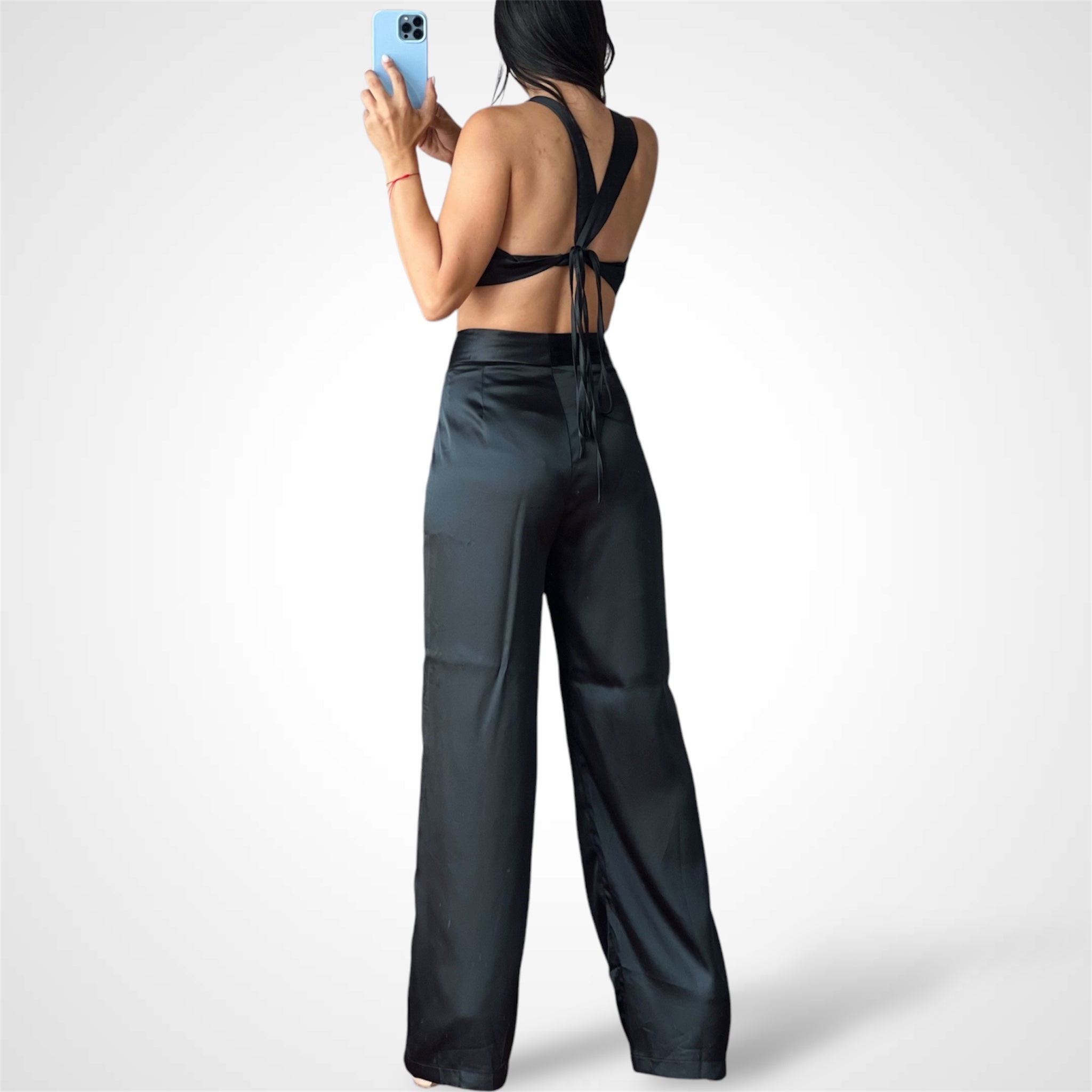 Black Silky Satin Set