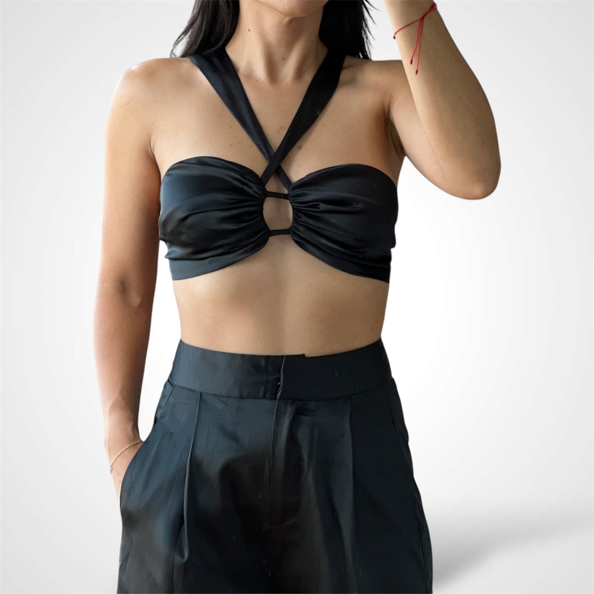 Black Silky Satin Set•-2