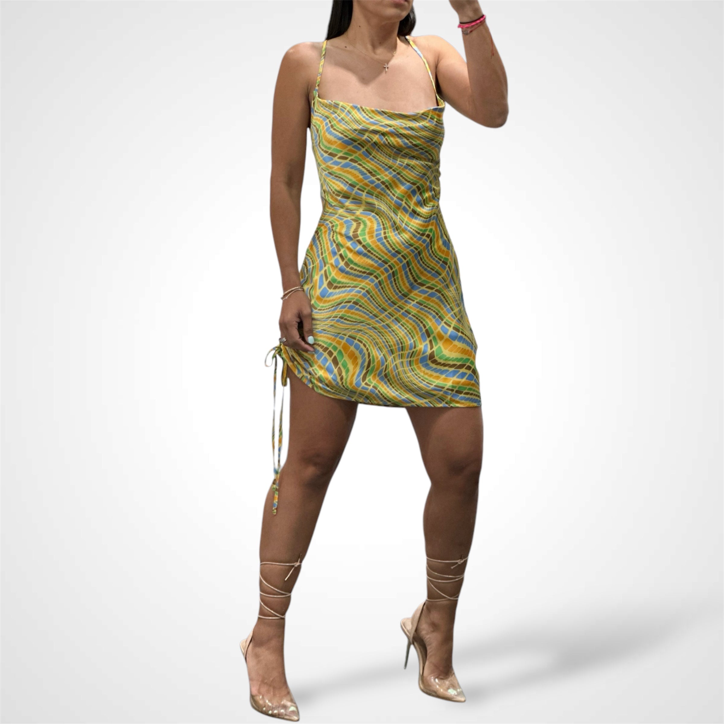 DISCO ANIMAL RUSHED SIDE MINI DRESS•-2