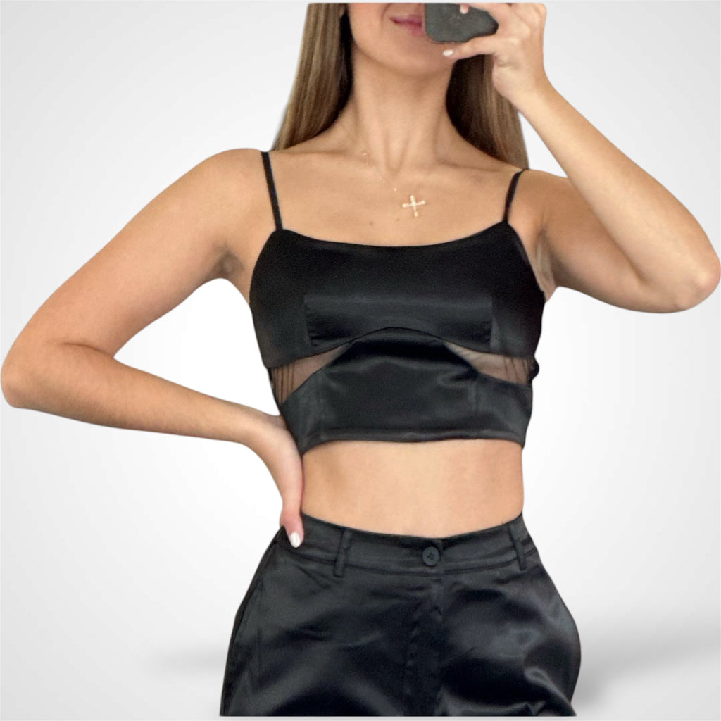 WILDFLOWER SATIN CAMI CROP TOP & PANT SET